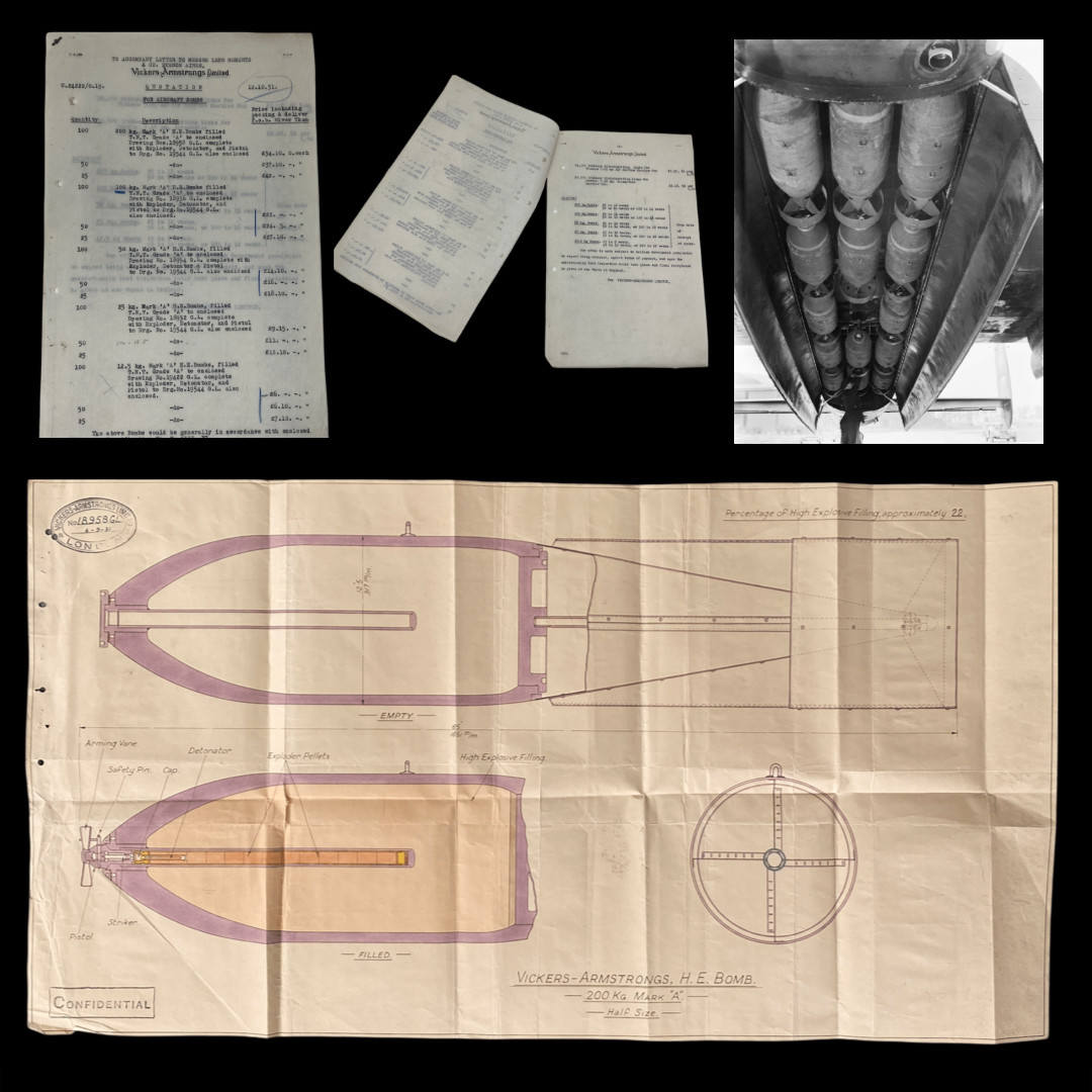 RARE WWII RAF British CONFIDENTIAL Mark A Blueprint Lot from Vickers Armstong RARE WWII RAF British CONFIDENTIAL Mark A Blueprint Lot from Vickers Armstong