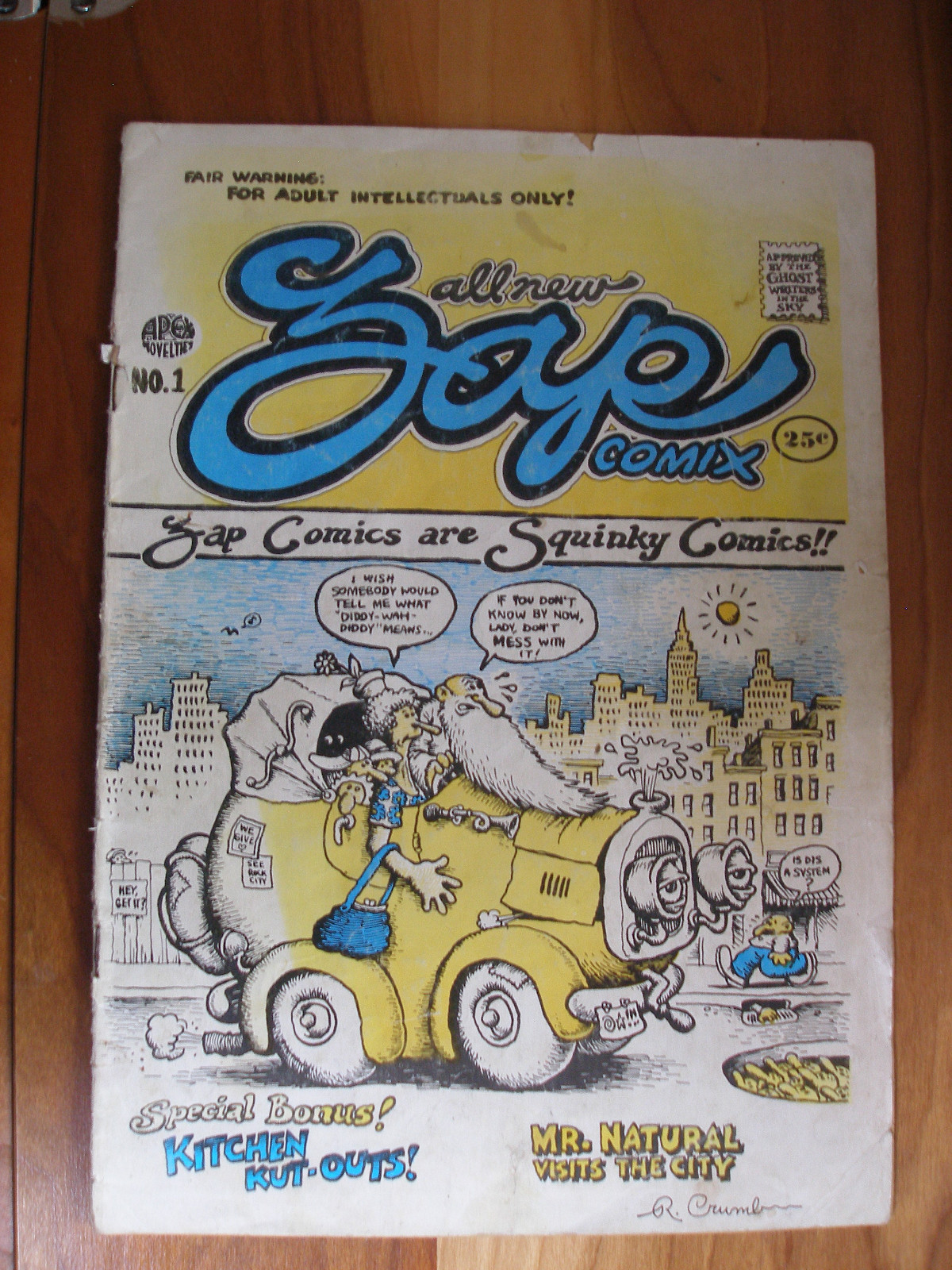 Zap Comix #1, rare 1st prntng by Charles Plymell, signed by R. Crumb- NEW PRICE