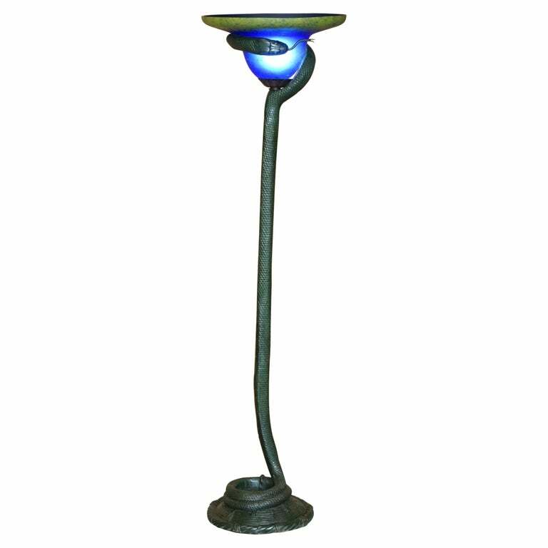 VERY RARE STUNNING VINTAGE BRONZED SNAKE FLOOR STANDING LAMP AFTER EDGAR BRANDT VERY RARE STUNNING VINTAGE BRONZED SNAKE FLOOR STANDING LAMP AFTER EDGAR BRANDT