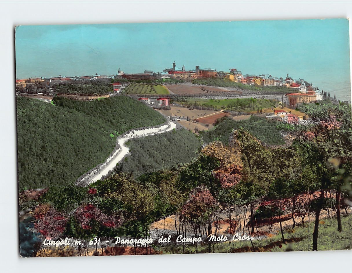Postcard Panorama Dat Campo Moto Cross Cingoli Italy Postcard Panorama Dat Campo Moto Cross Cingoli Italy