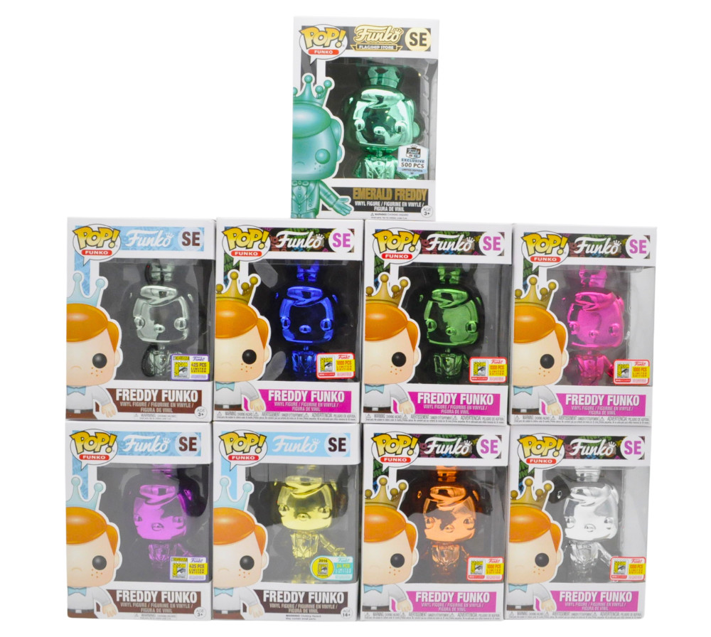 Funko Pop Set of 9 Chrome Freddy Funkos including Gold /24 Vinyl Figure
