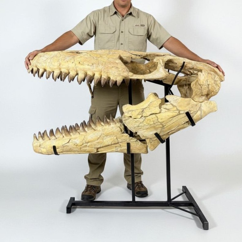 Giant Mosasaur Skull – 120cm Marine Predator Fossil – Massive Cretaceous specime