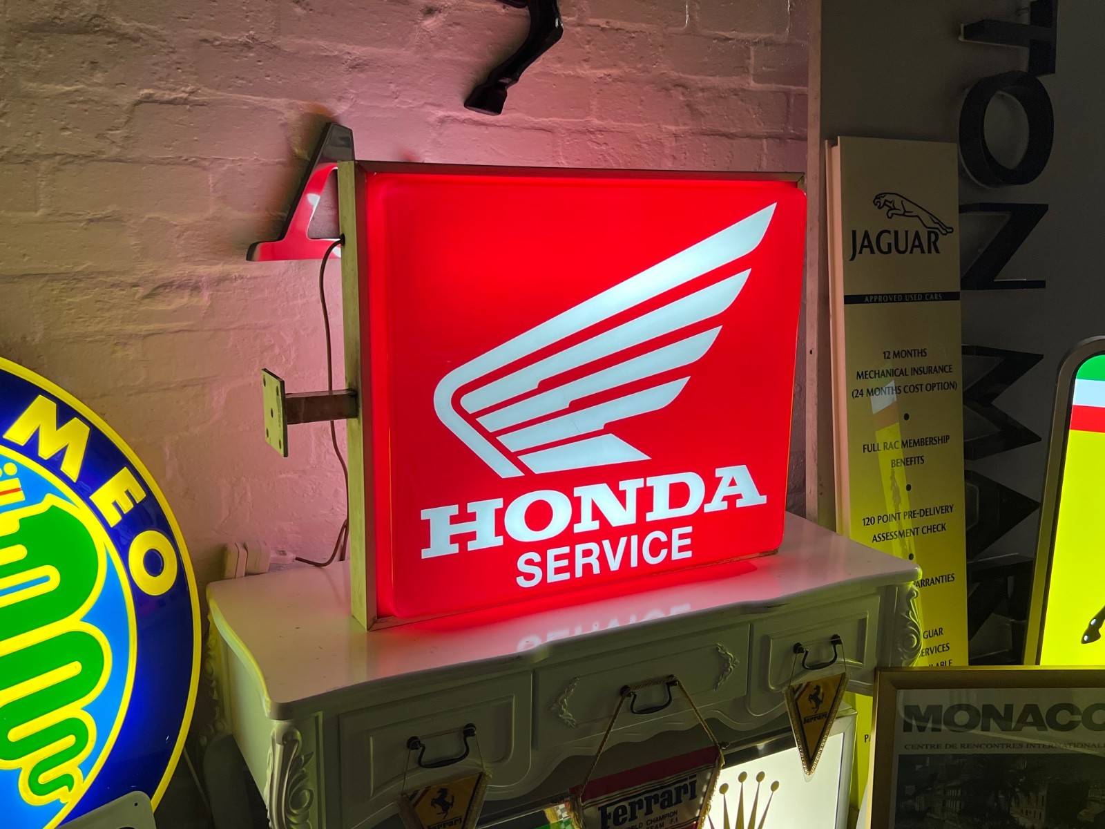 RARE 1980’s HONDA ILLUMINATED SERVICE DEALER SIGN WORKSHOP GARAGE SIGN MOTORBIKE