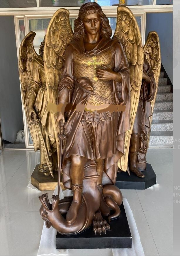 BEAUTIFUL BRONZE ST. MICHAEL THE ARCHANGEL STATUE, 72 BEAUTIFUL BRONZE ST. MICHAEL THE ARCHANGEL STATUE, 72