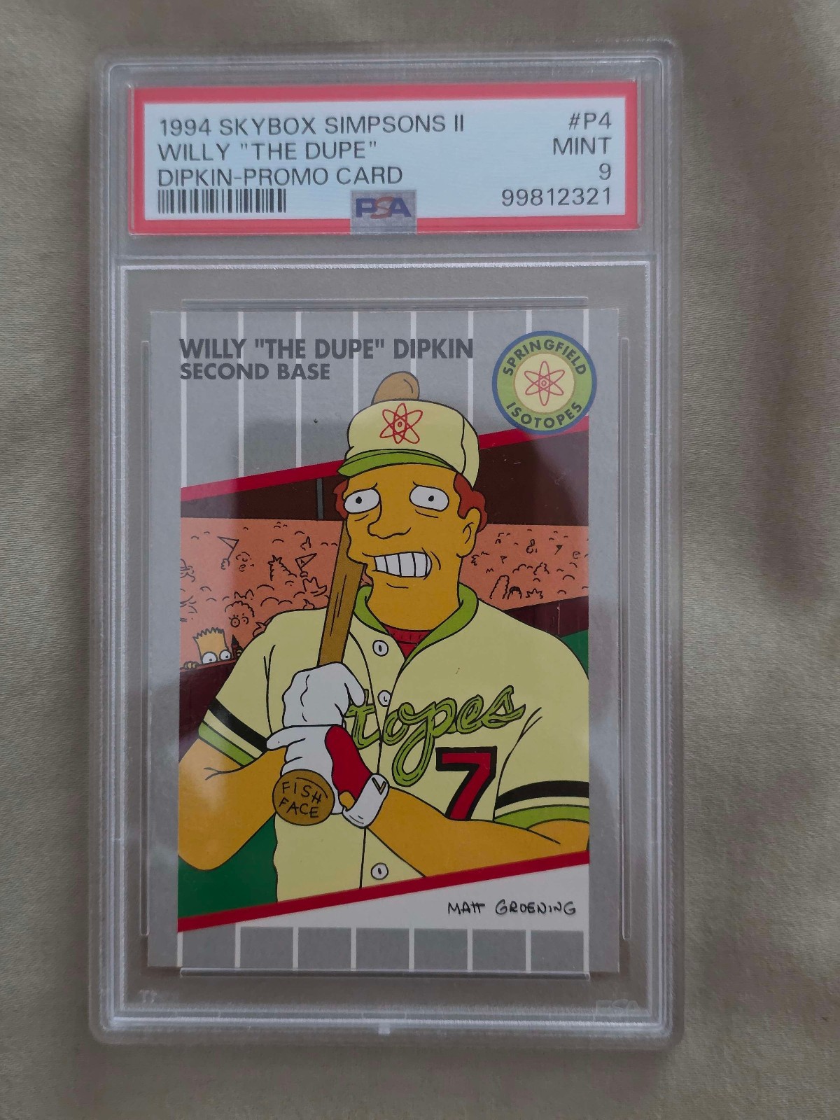 GRAIL 1994 Skybox Simpsons Willy The Dupe Dipkin Promo P4 PSA 9 HIGHEST GRADE