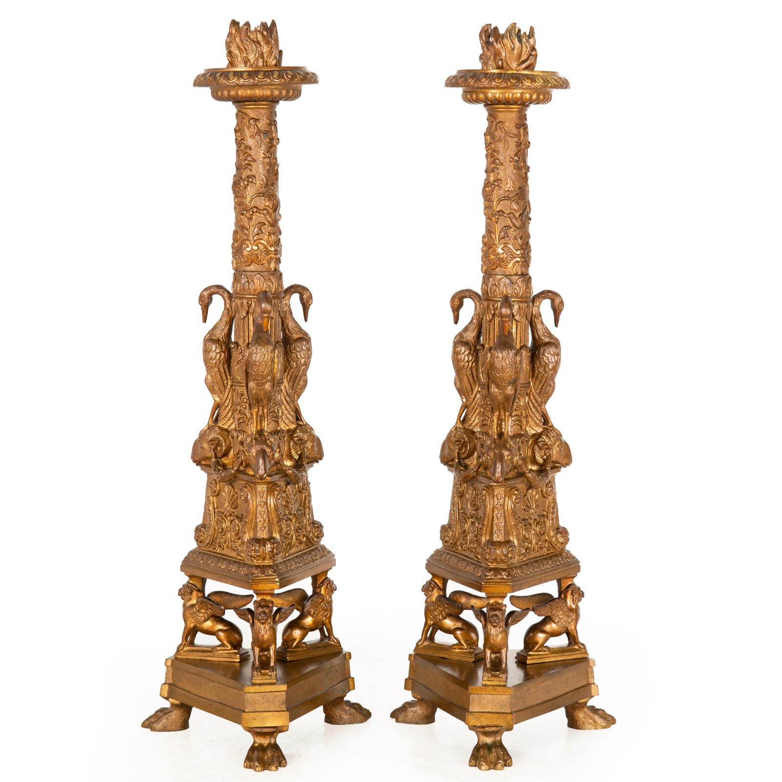 19th Century Pair of Italian Grand Tour Antique Bronze Candlesticks 19th Century Pair of Italian Grand Tour Antique Bronze Candlesticks