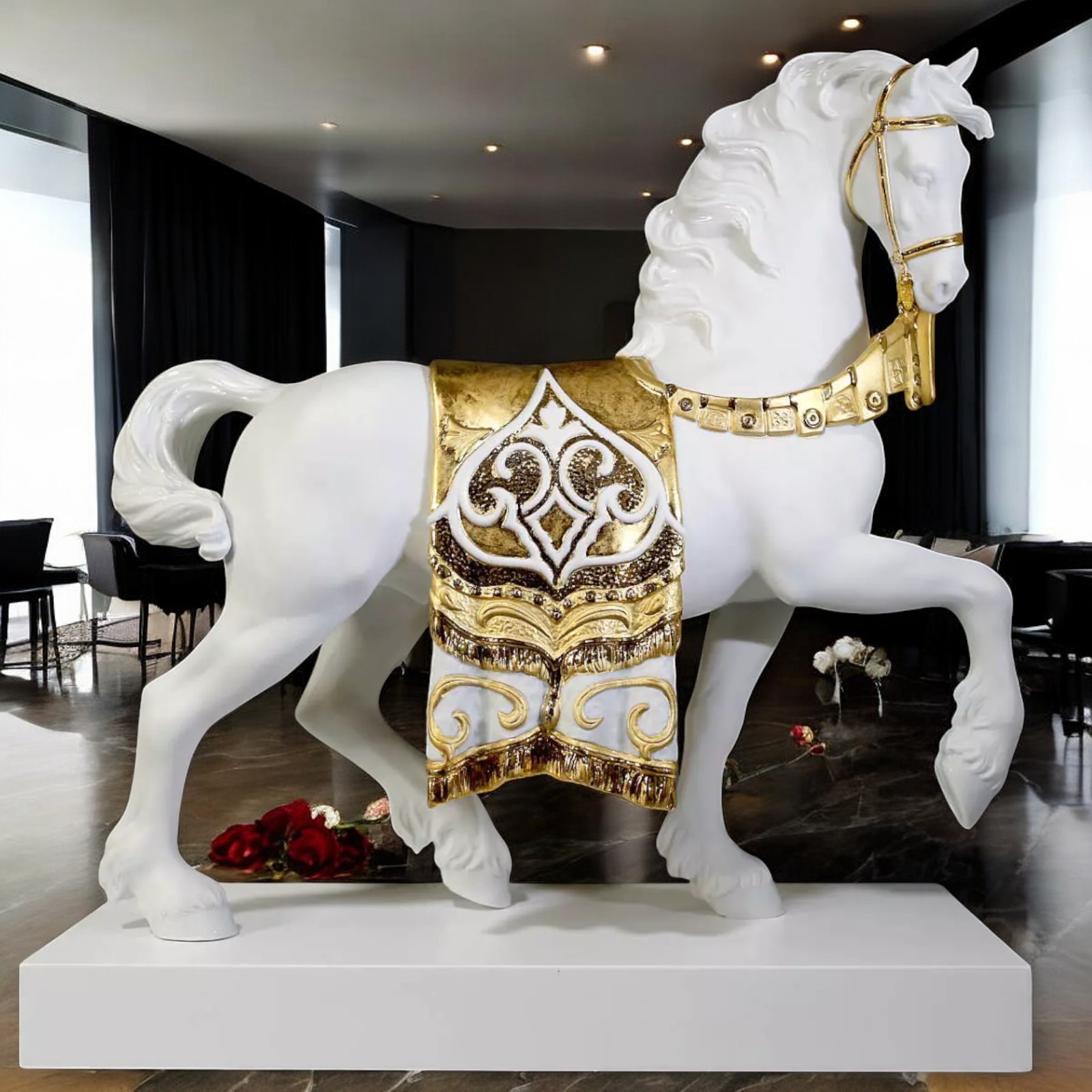 Lladro 01007186 A Regal Steed Horse Golden Lustre #7186