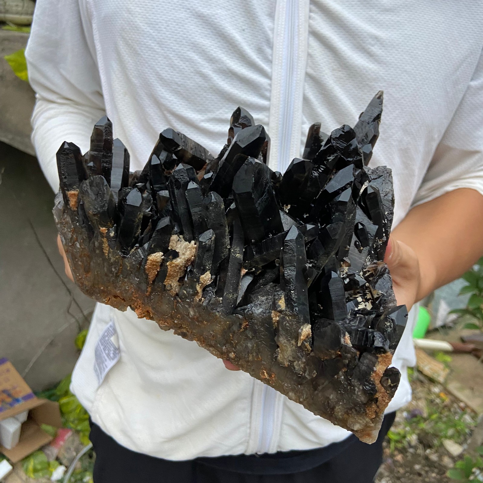 8.1LB Natural Beautiful BLACK QUARTZ Crystal Cluster Mineral Specimen healing