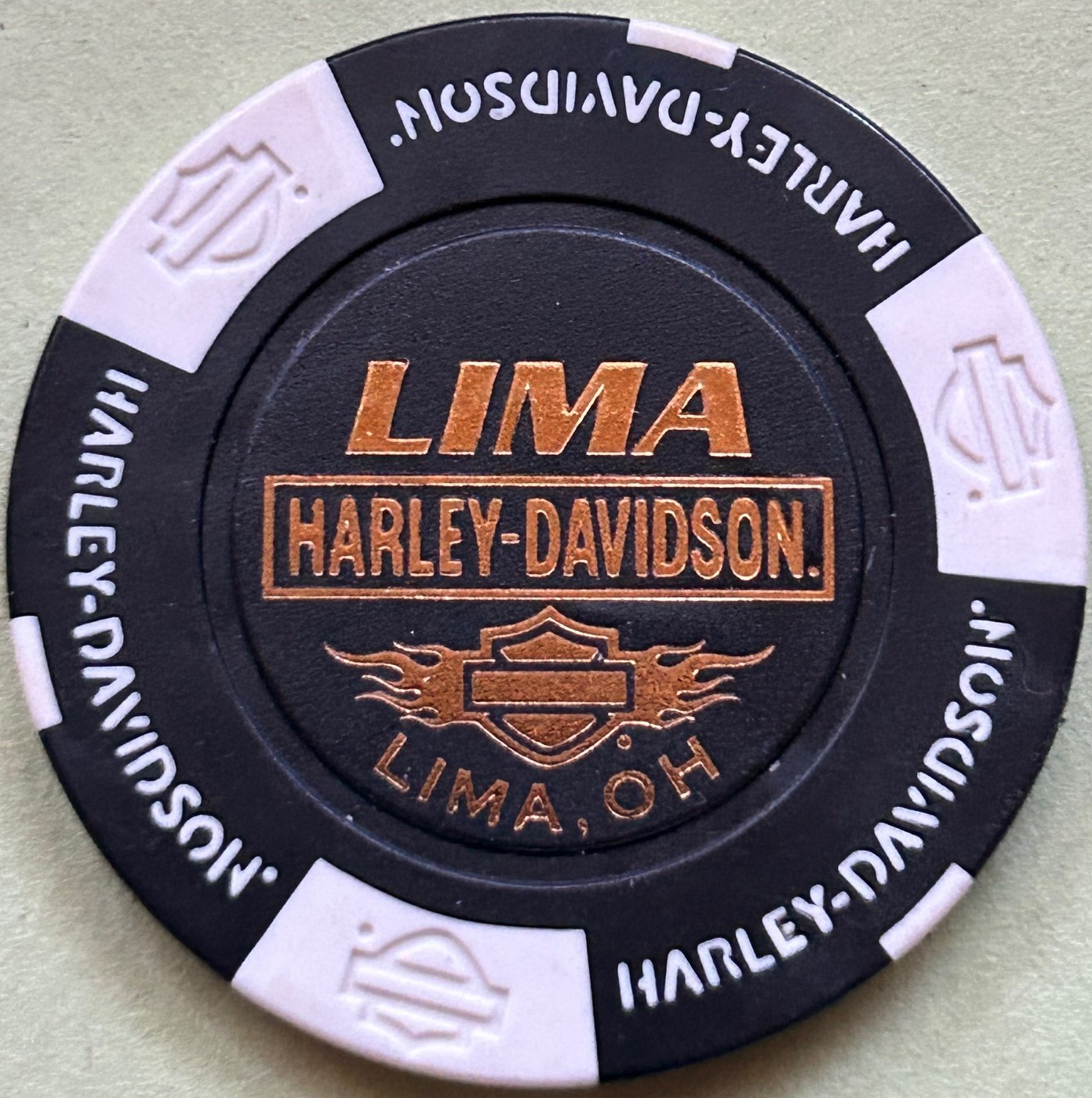 2013 Harley Davidson 110th Anniversary Poker Chip from Lima HD in Lima, Ohio 2013 Harley Davidson 110th Anniversary Poker Chip from Lima HD in Lima, Ohio