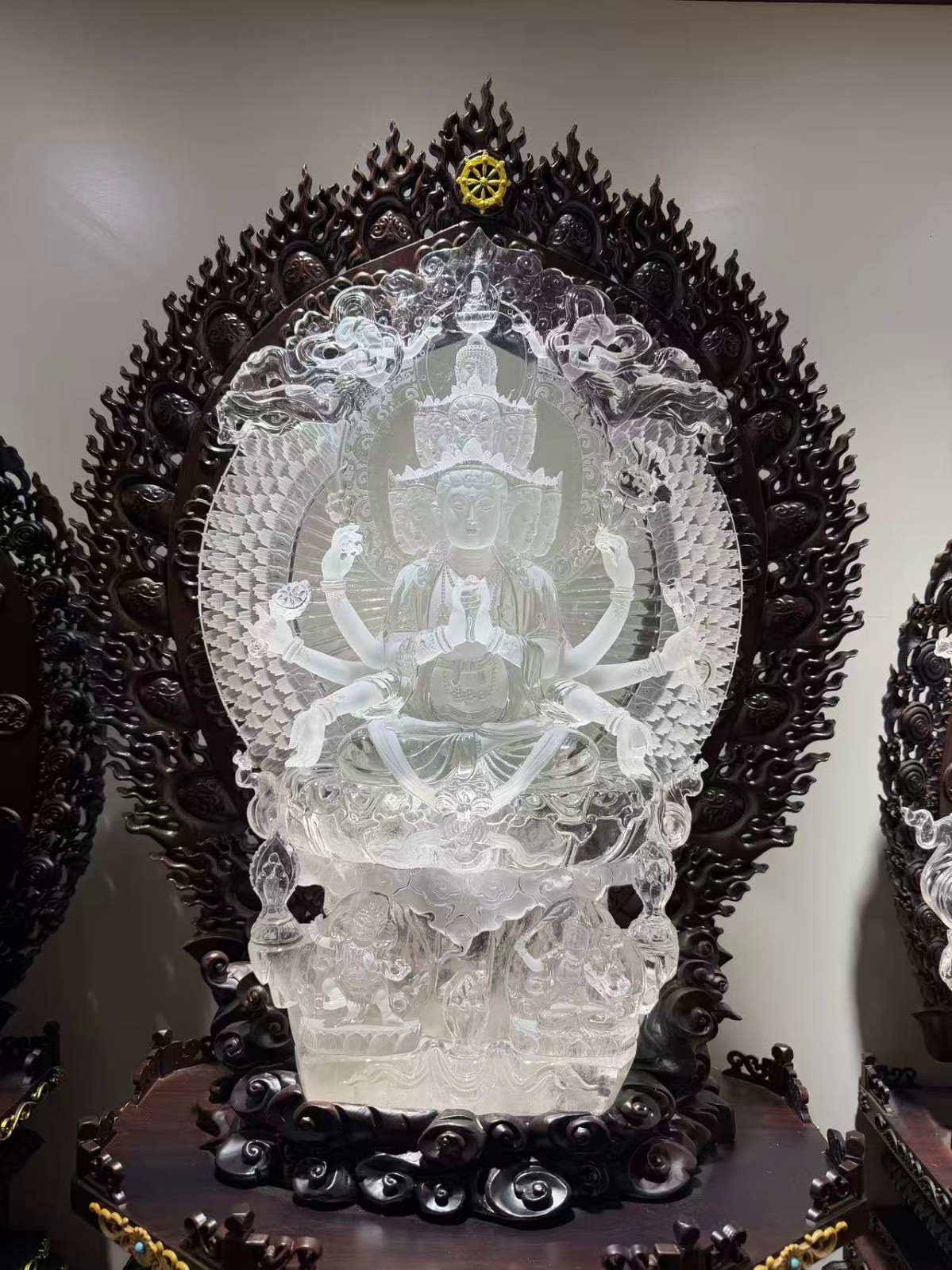 35.27LB Natural Clear Quartz Skull Healing Crystal Carved Thousand-Hand Kwan-yin 35.27LB Natural Clear Quartz Skull Healing Crystal Carved Thousand-Hand Kwan-yin