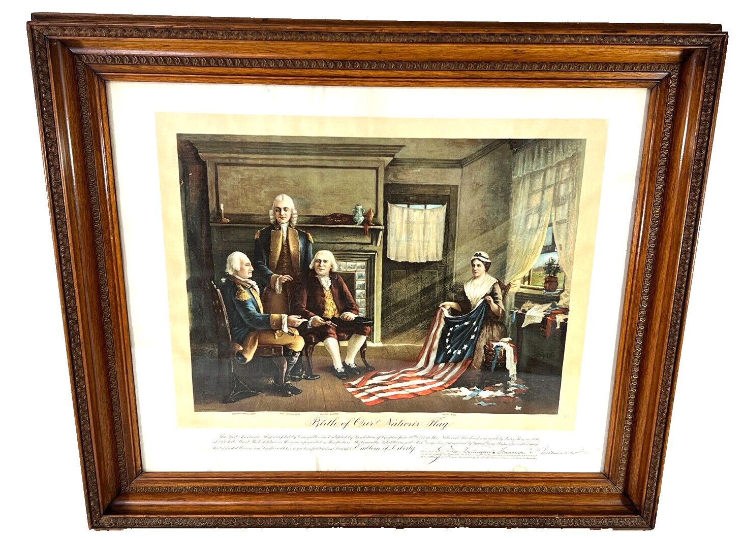 Birth of Our Nation\'s Flag Color Lithograph Betsy Ross George Washington Birth of Our Nation\'s Flag Color Lithograph Betsy Ross George Washington