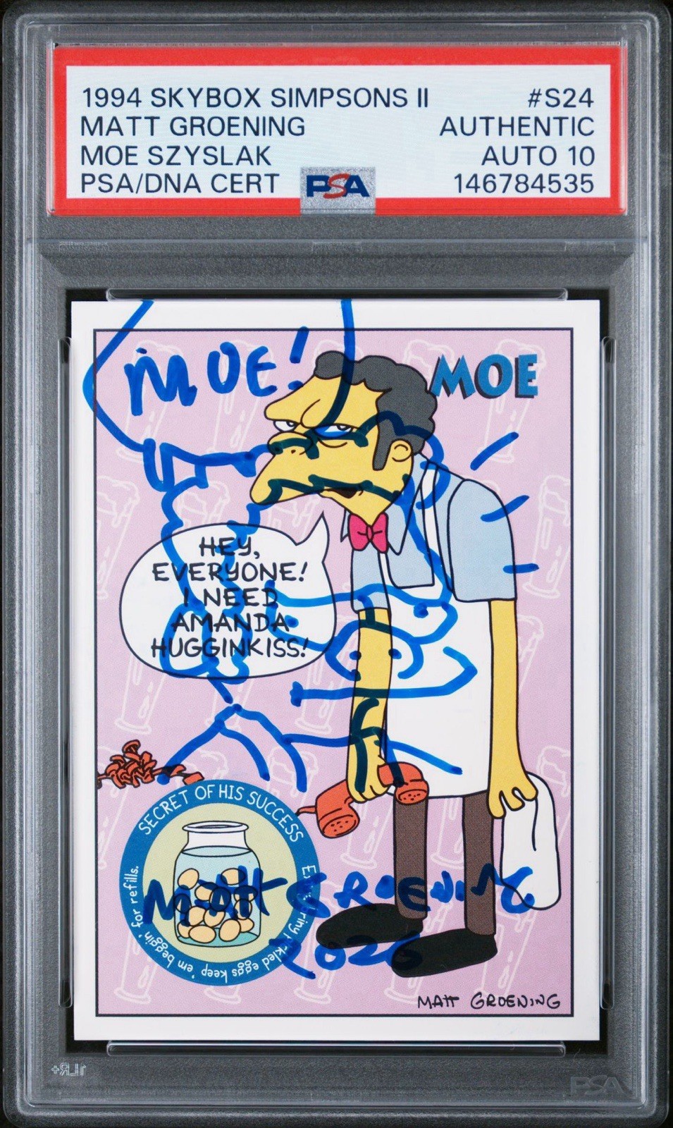 1994 Skybox Simpsons #S24 Matt Groening Signed Moe Szyslak Rookie PSA AUTO 10 RC