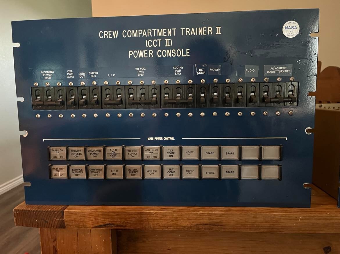NASA Space Shuttle Trainer II power console. Johnson Space Center astronaut used NASA Space Shuttle Trainer II power console. Johnson Space Center astronaut used