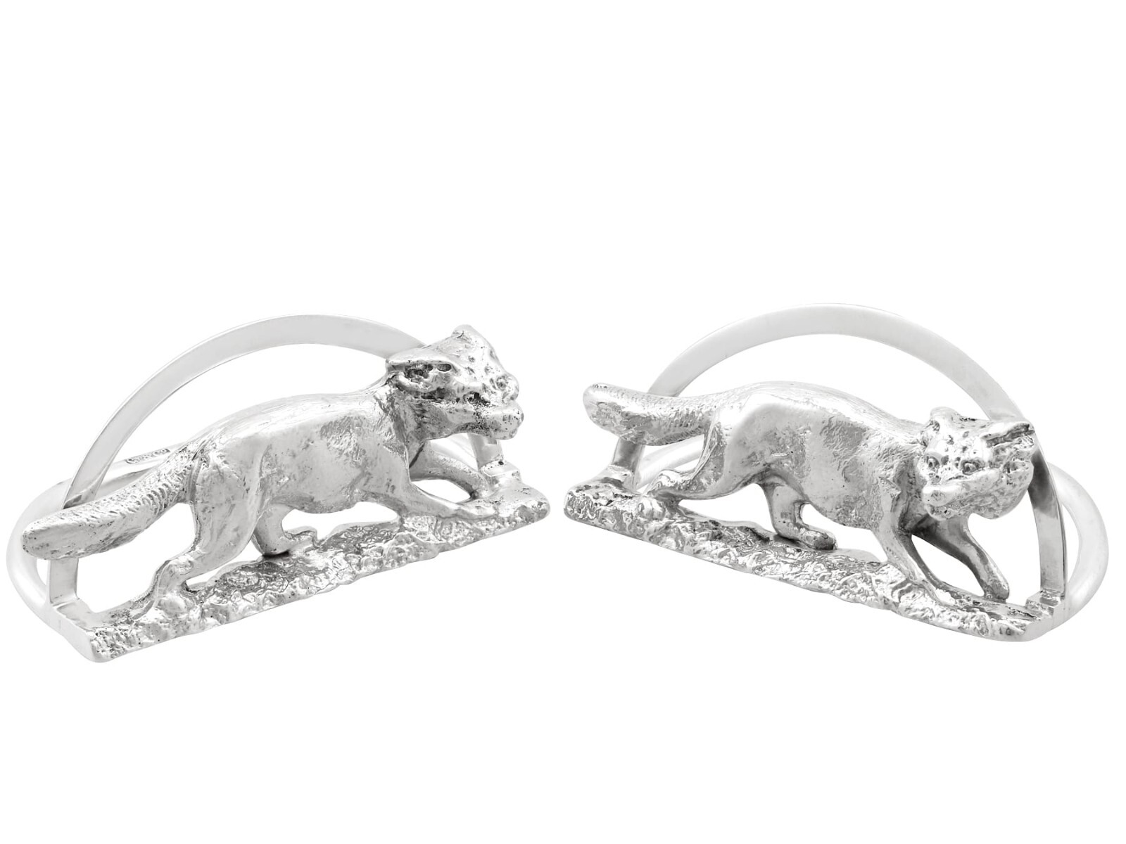 Sterling Silver Fox Card/Menu Holders - Antique George V (1914) Sterling Silver Fox Card/Menu Holders - Antique George V (1914)