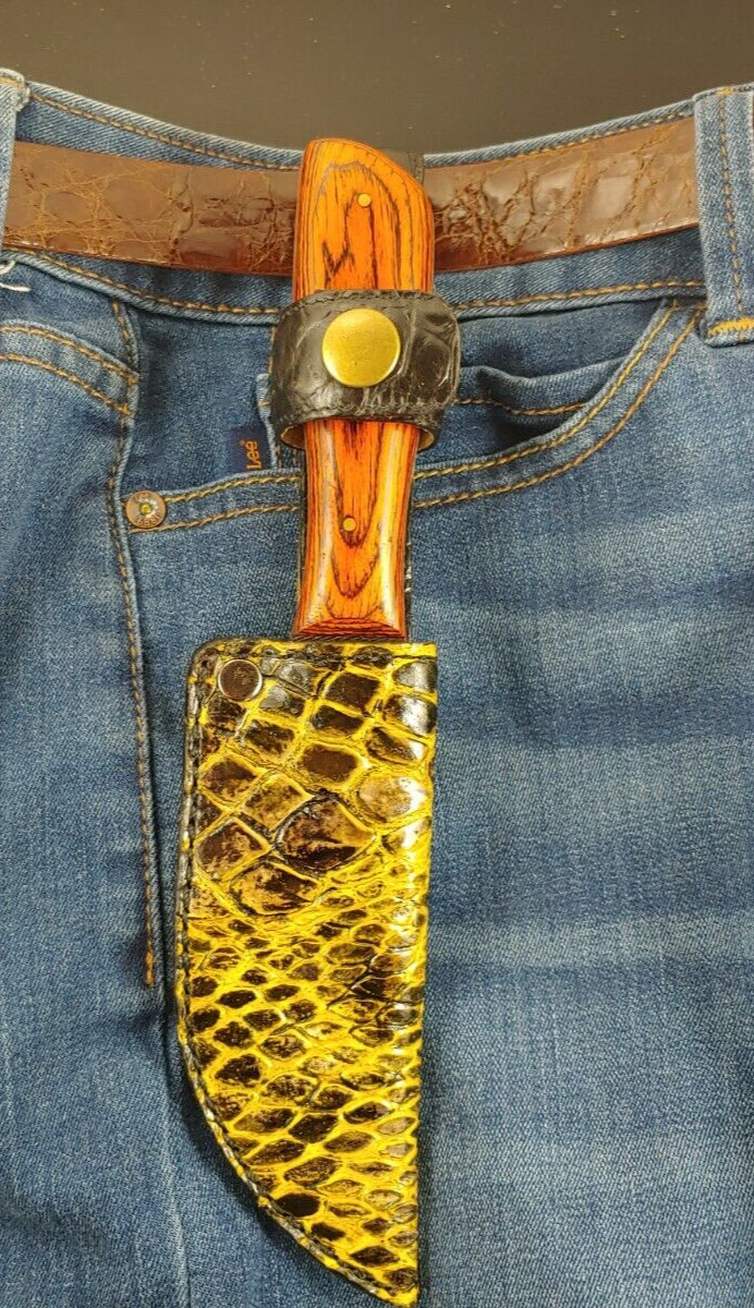ALLIGATOR SKIN Sheath with ROSEWOOD Handle EDC REAL FILE FULL TANG Knife Pow wow
