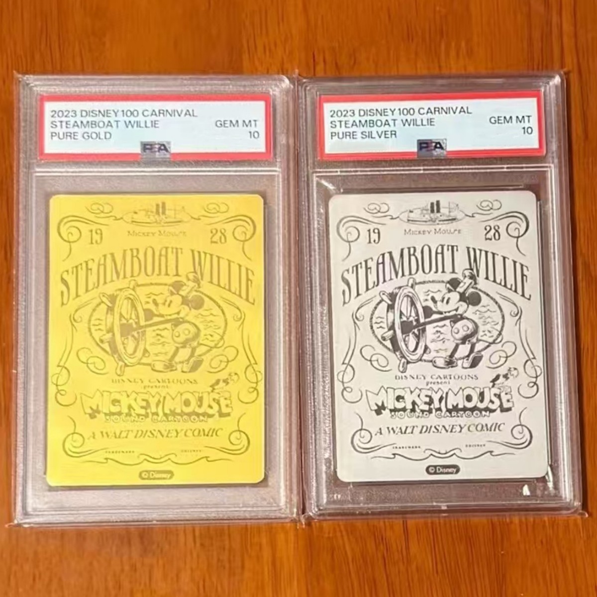 Card Fun Disney 100 Carnival Pure Gold & Silver Steamboat Willie PSA 10 Lot*2