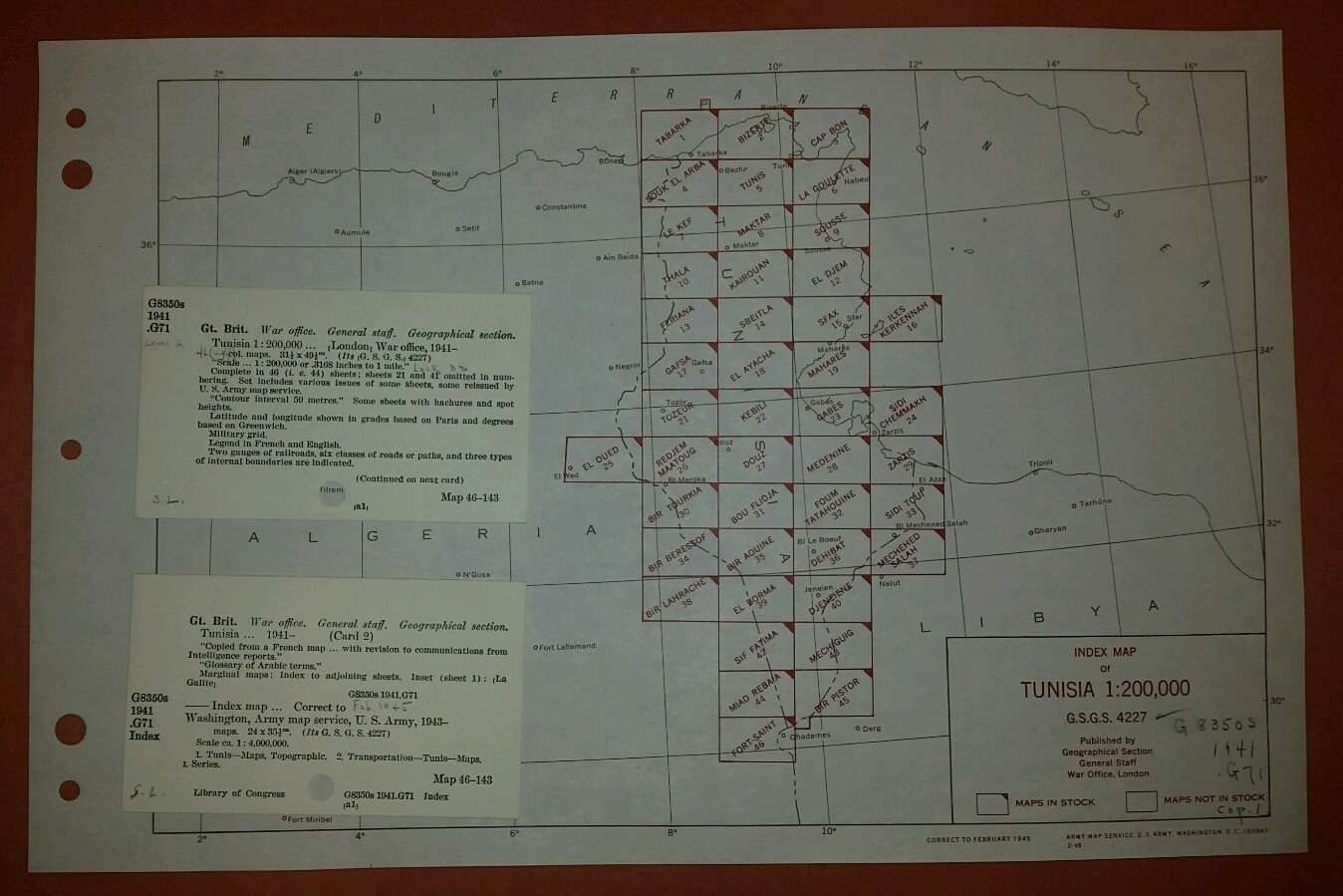 1942 US Army Maps Tunisia GSGS 4227 1:200,000 - 43 Sheets ww 2 vintage military