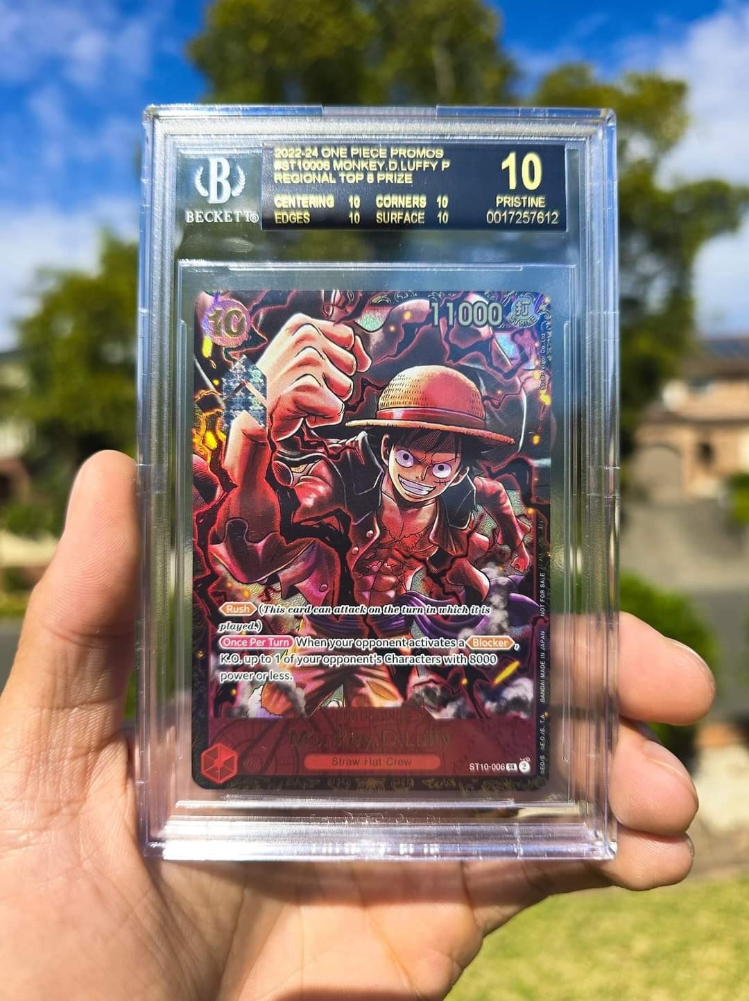 2022-24 One Piece Promo ST10006 Monkey D Luffy Regional Top 8 BGS 10 BLACK LABEL