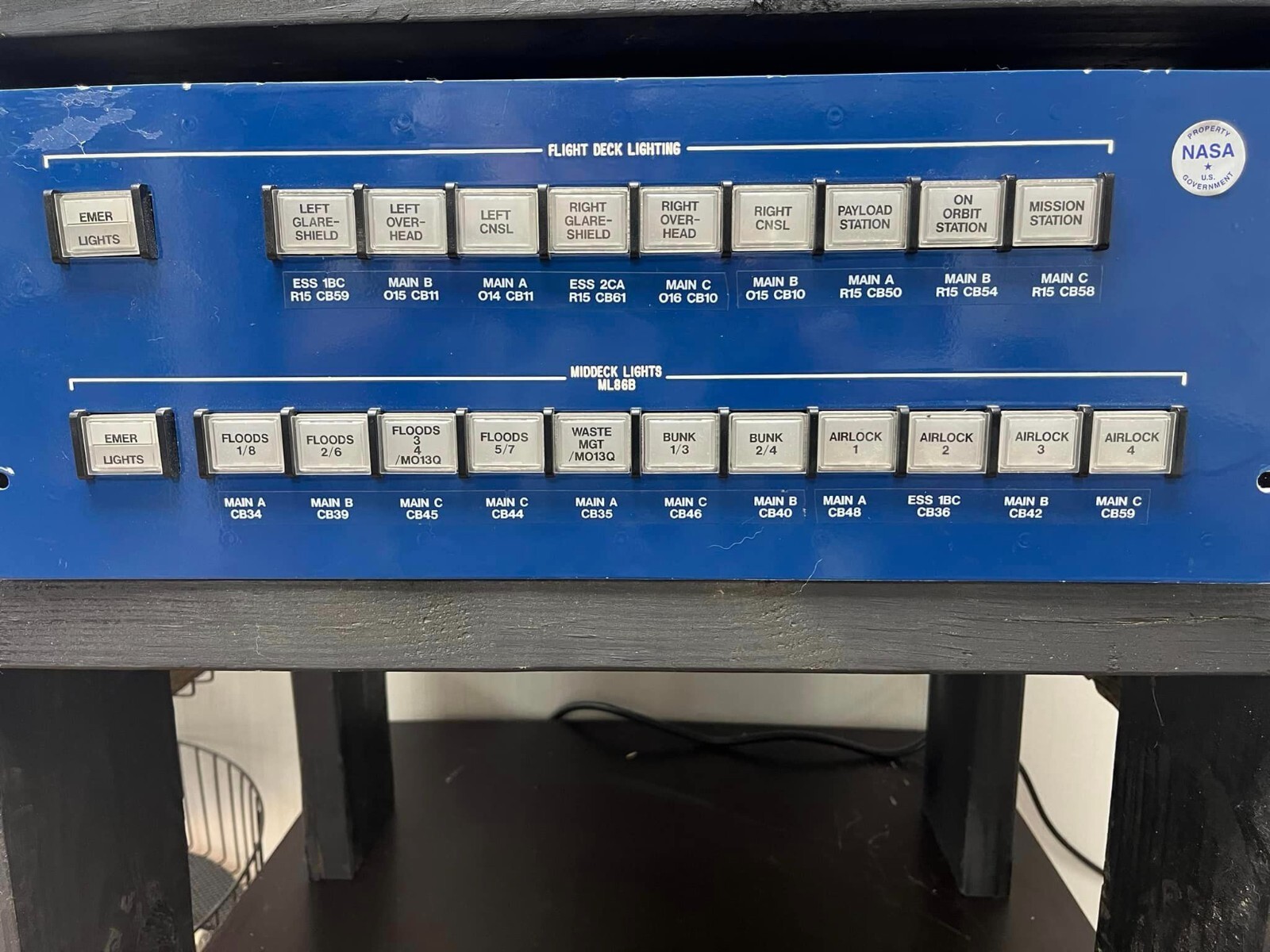 NASA Space Shuttle Trainer II flight deck lighting console. JSC astronaut used. NASA Space Shuttle Trainer II flight deck lighting console. JSC astronaut used.