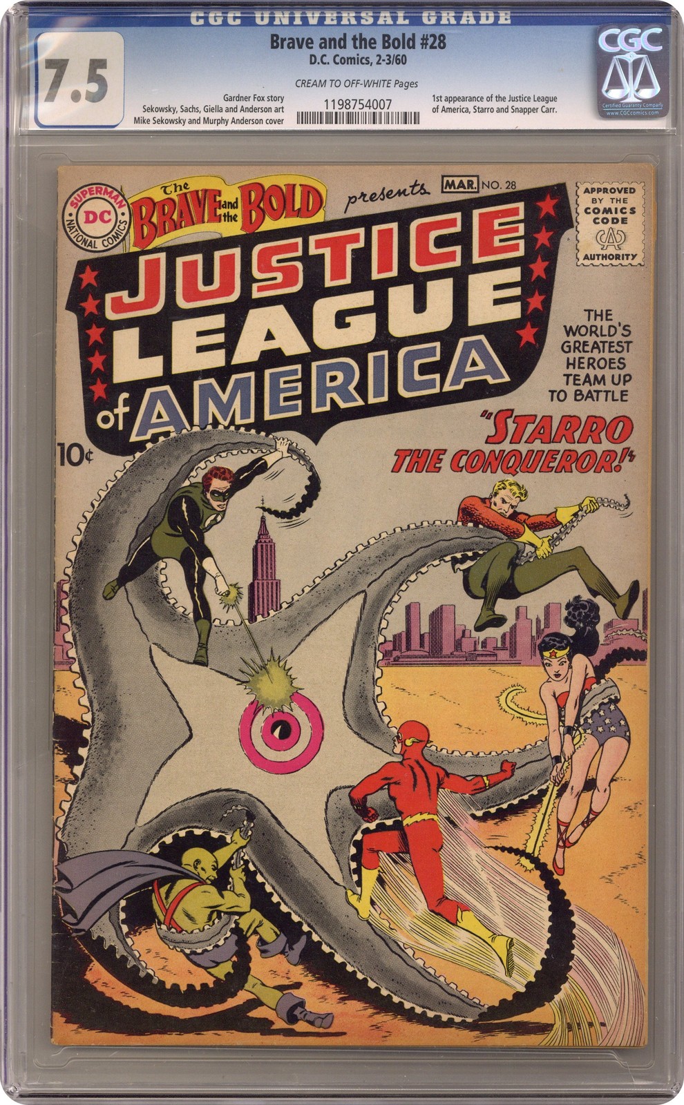 Brave and the Bold #28 CGC 7.5 1960 1198754007 1st Justice League of America Brave and the Bold #28 CGC 7.5 1960 1198754007 1st Justice League of America