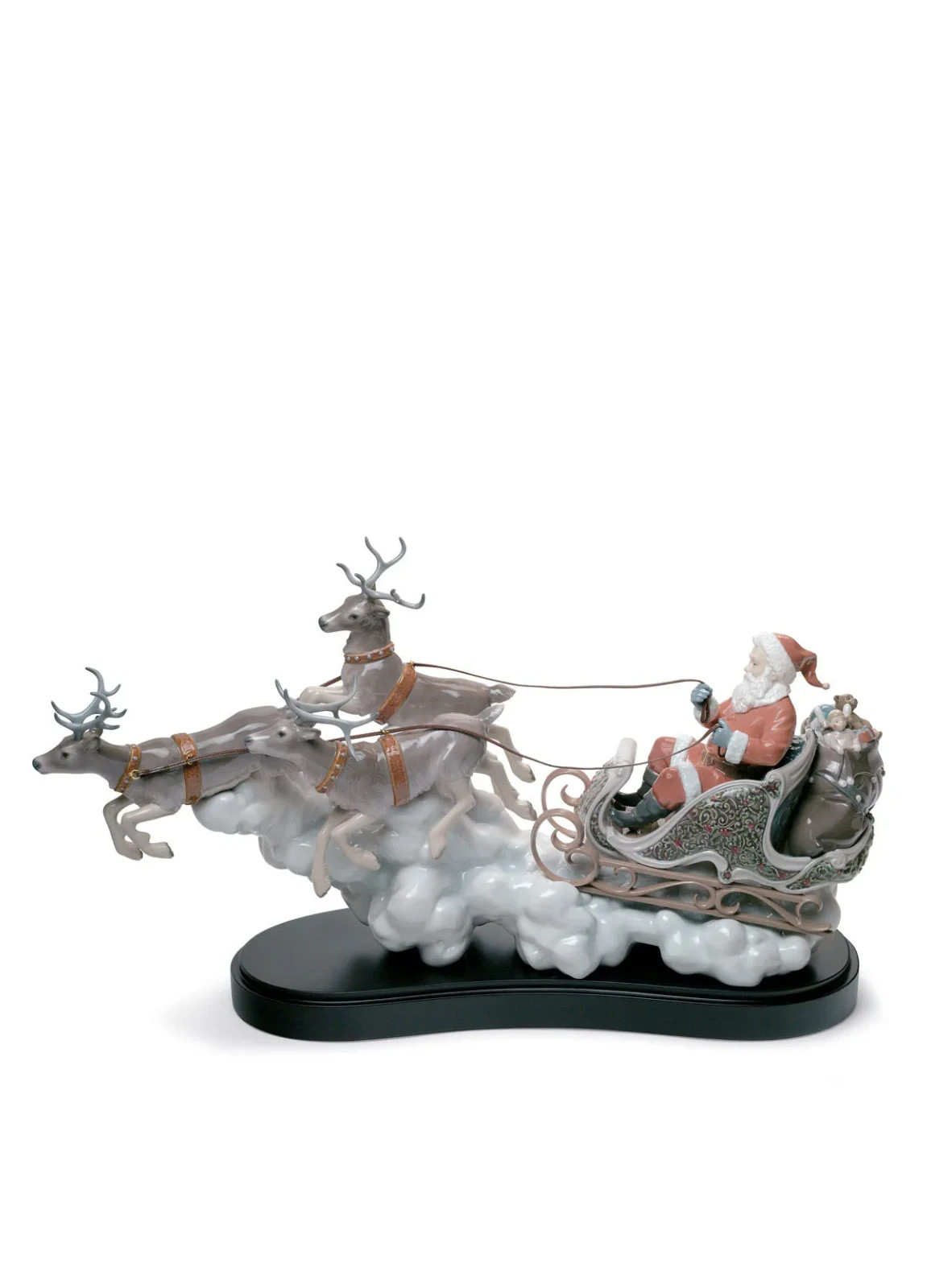 Lladro Santa's Midnight Ride Sleigh Figurine Reindeer Limited 01001938 Lladro Santa's Midnight Ride Sleigh Figurine Reindeer Limited 01001938