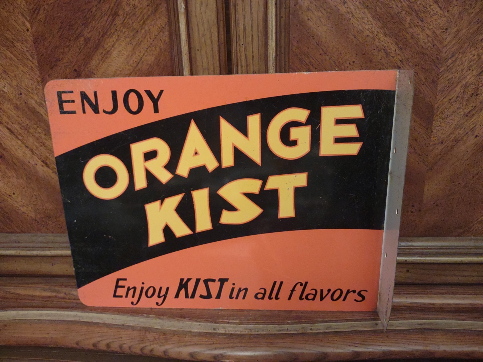 VINTAGE RARE ORIGINAL ORANGE KIST SODA POP METAL ADVERTISING FLANGED DSP SIGN