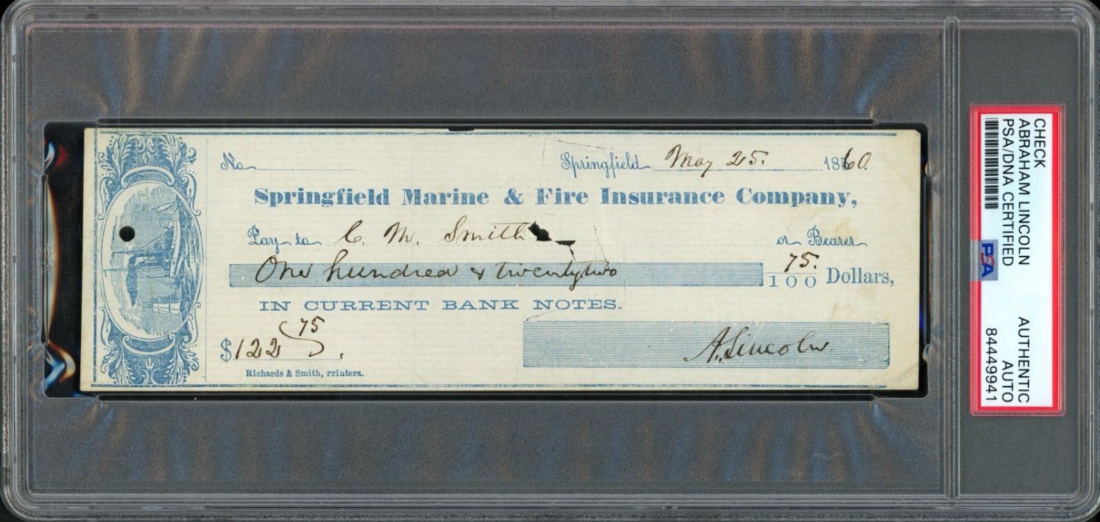 ABRAHAM LINCOLN 1860 HAND SIGNED PERSONAL CHECK PSA/DNA AUTO SPECTACULAR ABRAHAM LINCOLN 1860 HAND SIGNED PERSONAL CHECK PSA/DNA AUTO SPECTACULAR