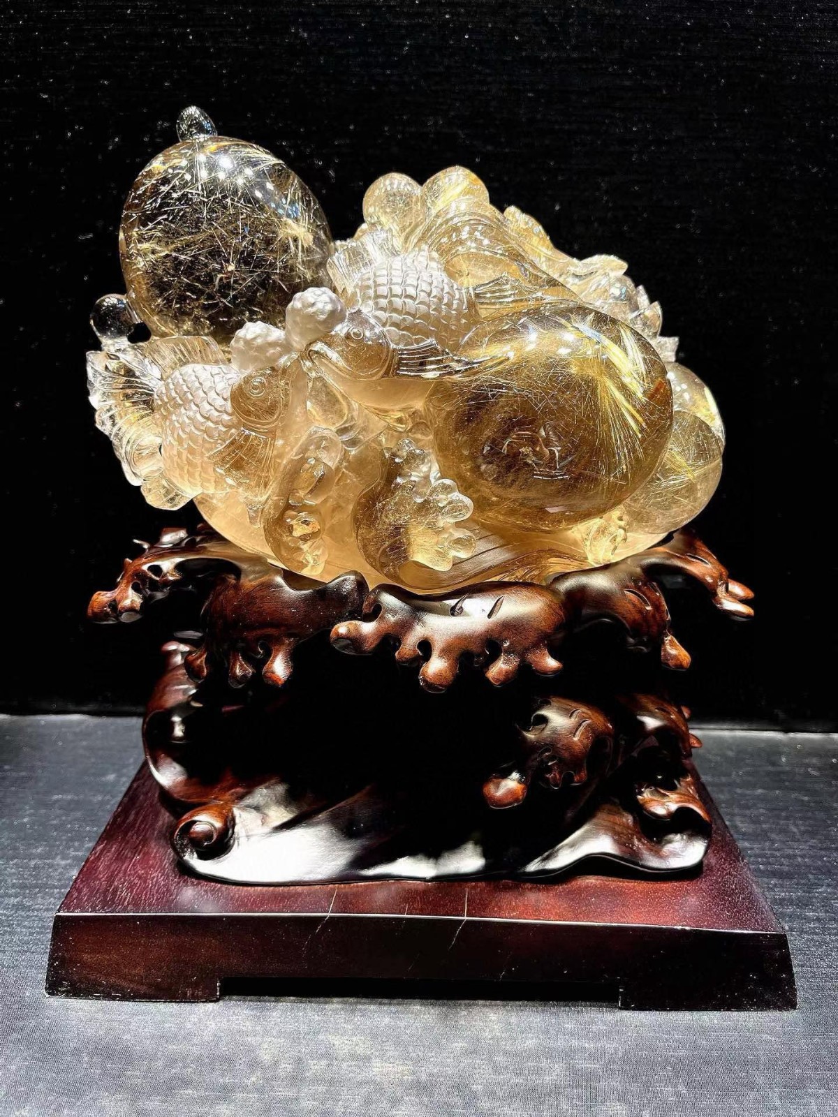 8.1LB Natural Golden Rutilated Quartz Goldfish Crystal Mineral Reiki Decor+Stand 8.1LB Natural Golden Rutilated Quartz Goldfish Crystal Mineral Reiki Decor+Stand