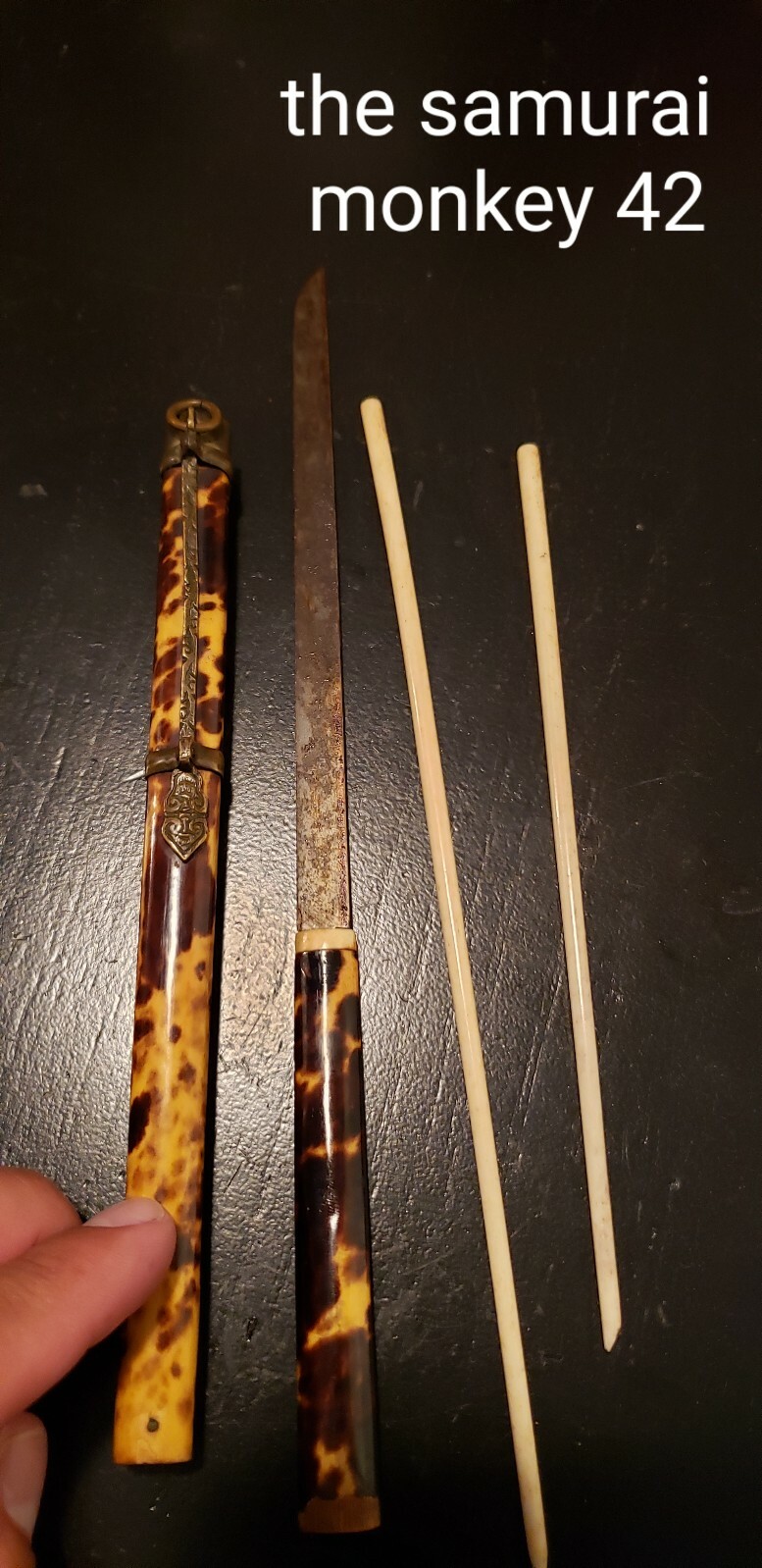 ULTRA RARE ww2 japanese personal knife and chop sticks MUSEUM PIECE EXTREMELY NI
