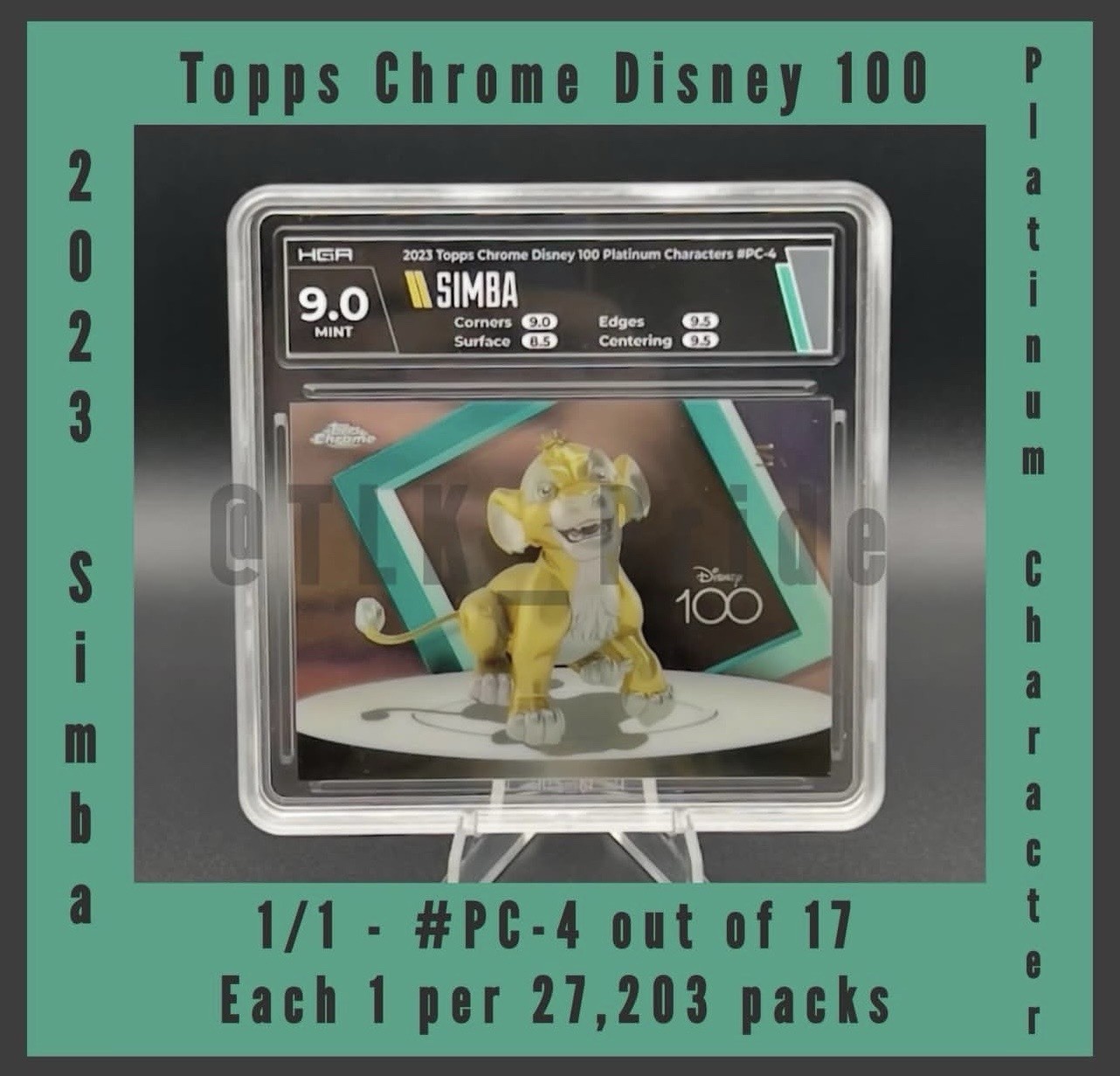 Topps 2023 Chrome Disney 100 Platinum Characters Simba PC-4 1/1 HGA 9.0