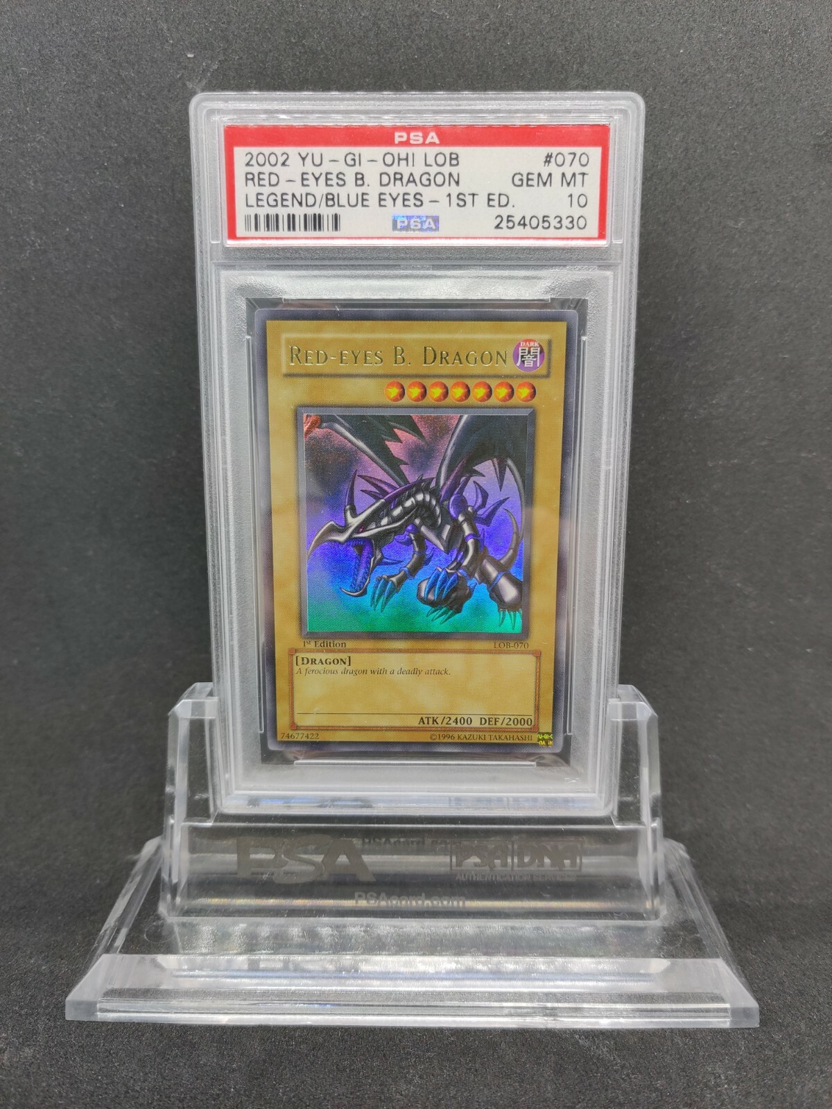 Yu-Gi-Oh Red Eyes B. Dragon 1st LOB-070 PSA 10 Mint Holy Grail Yu-Gi-Oh Red Eyes B. Dragon 1st LOB-070 PSA 10 Mint Holy Grail
