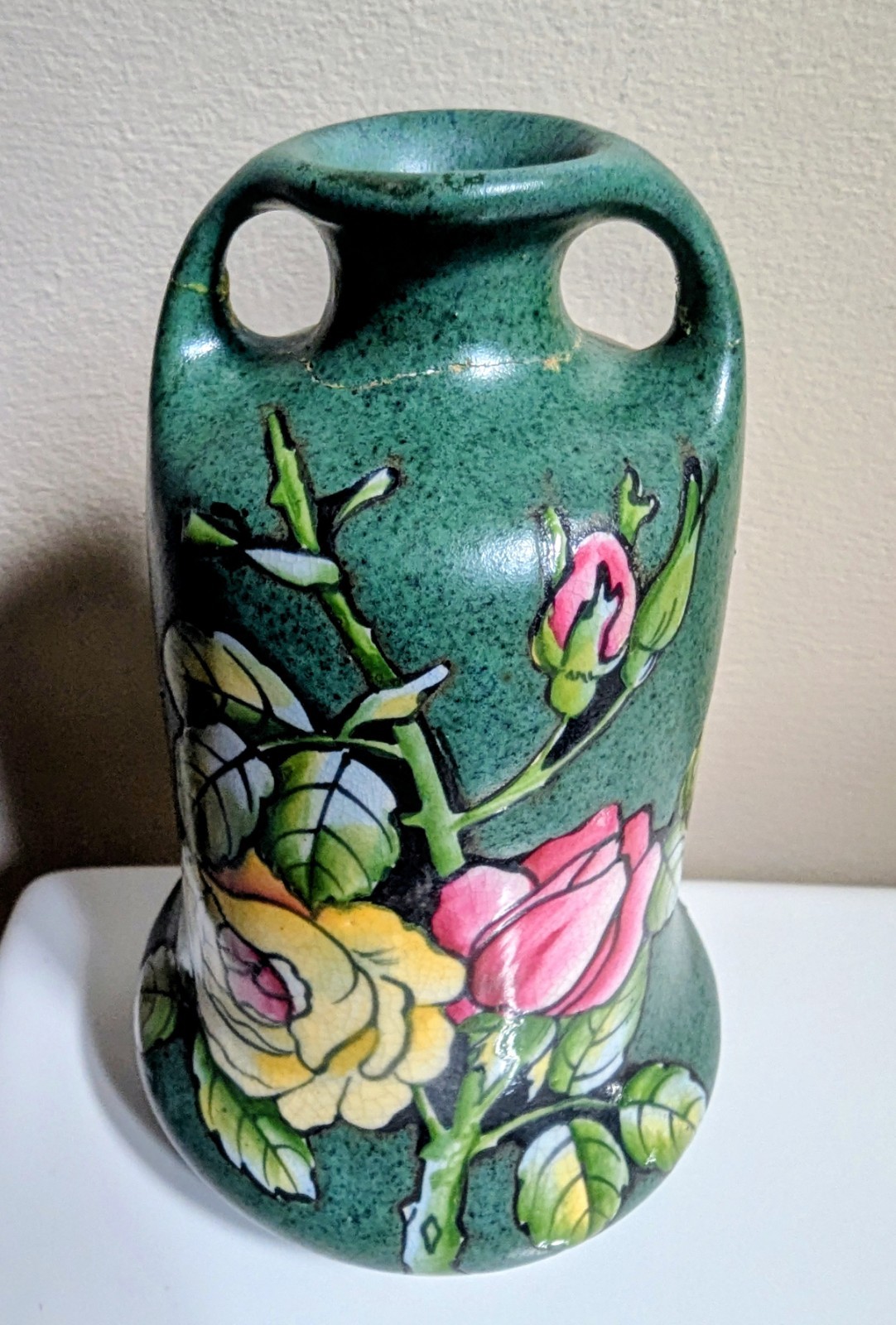 RSTK AUSTRIAN TURN TEPLITZ BOHEMIAN HAND PAINTED AMPHORA ART Pottery VASE  early