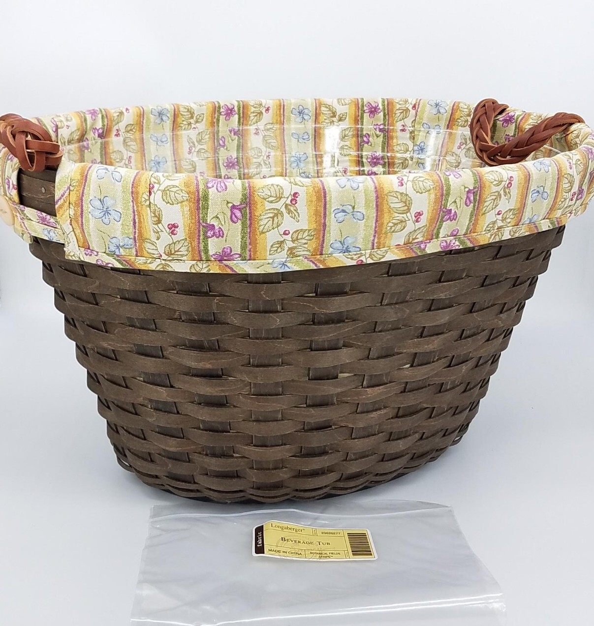 Longaberger Deep Brown Beverage Tub Basket Set Protector Liner PARTY ICE BUCKET Longaberger Deep Brown Beverage Tub Basket Set Protector Liner PARTY ICE BUCKET