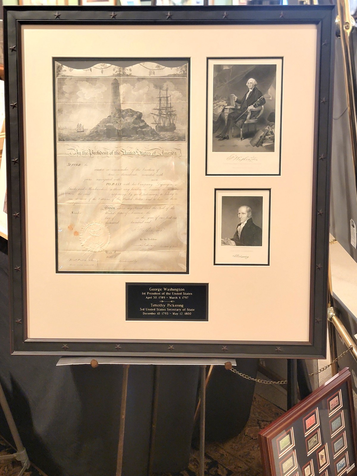 President George Washington HAND SIGNED FRAMED Ship's Passport Document President George Washington HAND SIGNED FRAMED Ship's Passport Document