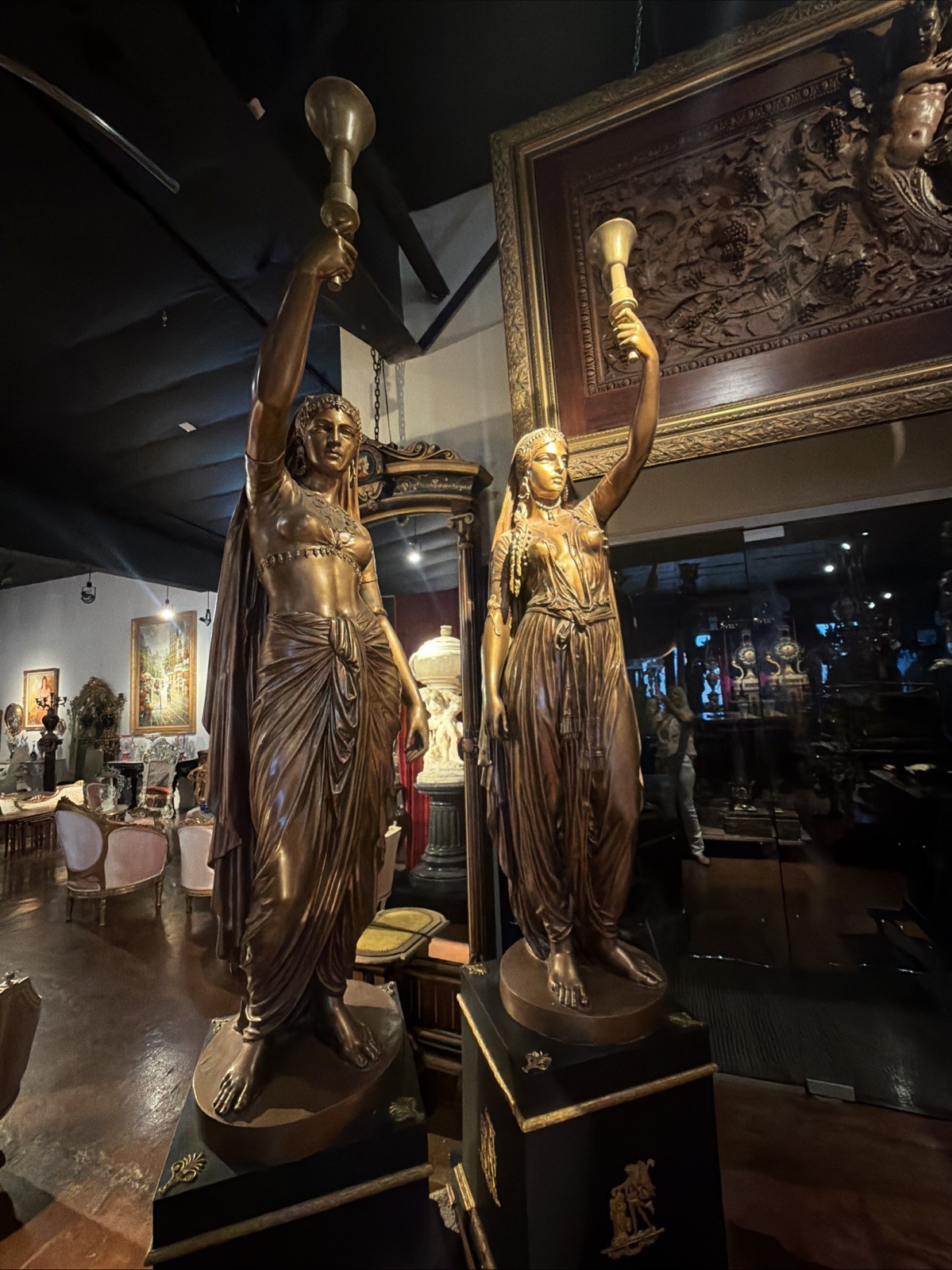 Large Vintage (Pair) Statuary Signed Barbedienne Founder 84” X 20” X 20” Large Vintage (Pair) Statuary Signed Barbedienne Founder 84” X 20” X 20”