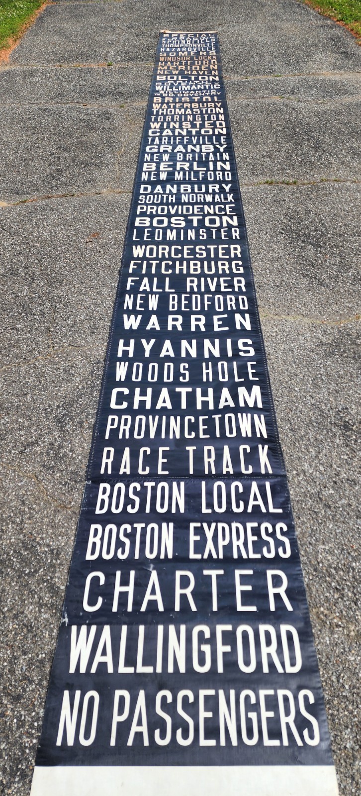 ANTIQUE MASSACHUSETTS CONNECTICUT CHARTER BUS ROLL SIGN NEW MILFORD DANBURY CT