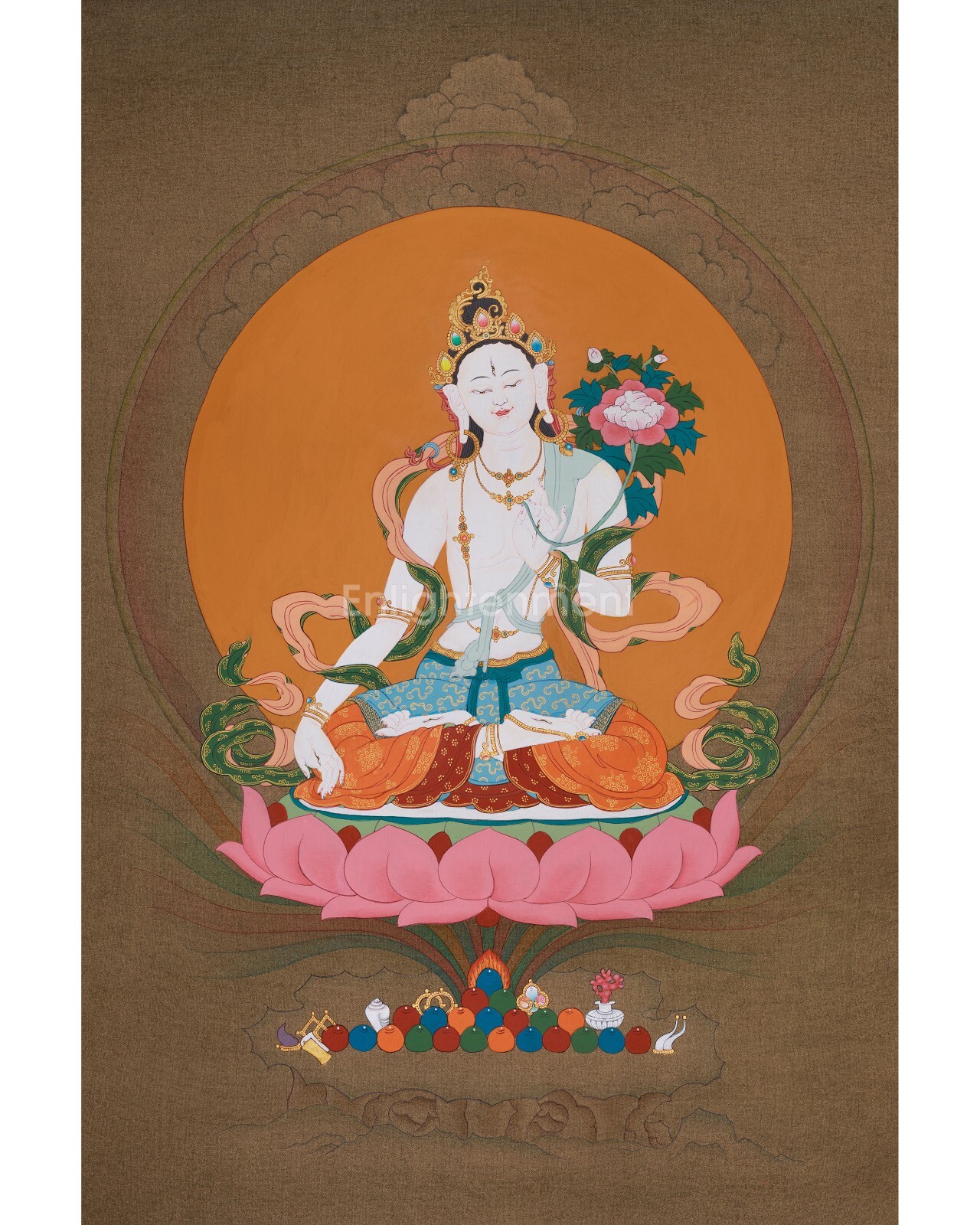 Hand Painted Sita Tara Thangka | Goddess White Tara Medatation Artwork Hand Painted Sita Tara Thangka | Goddess White Tara Medatation Artwork