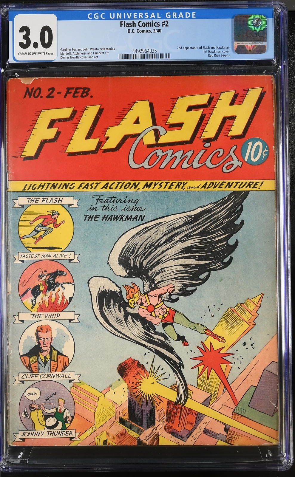 Flash Comics #2 - D.C. Comics 1940 CGC 3.0 2nd appearance of Flash and Hawkman. Flash Comics #2 - D.C. Comics 1940 CGC 3.0 2nd appearance of Flash and Hawkman.