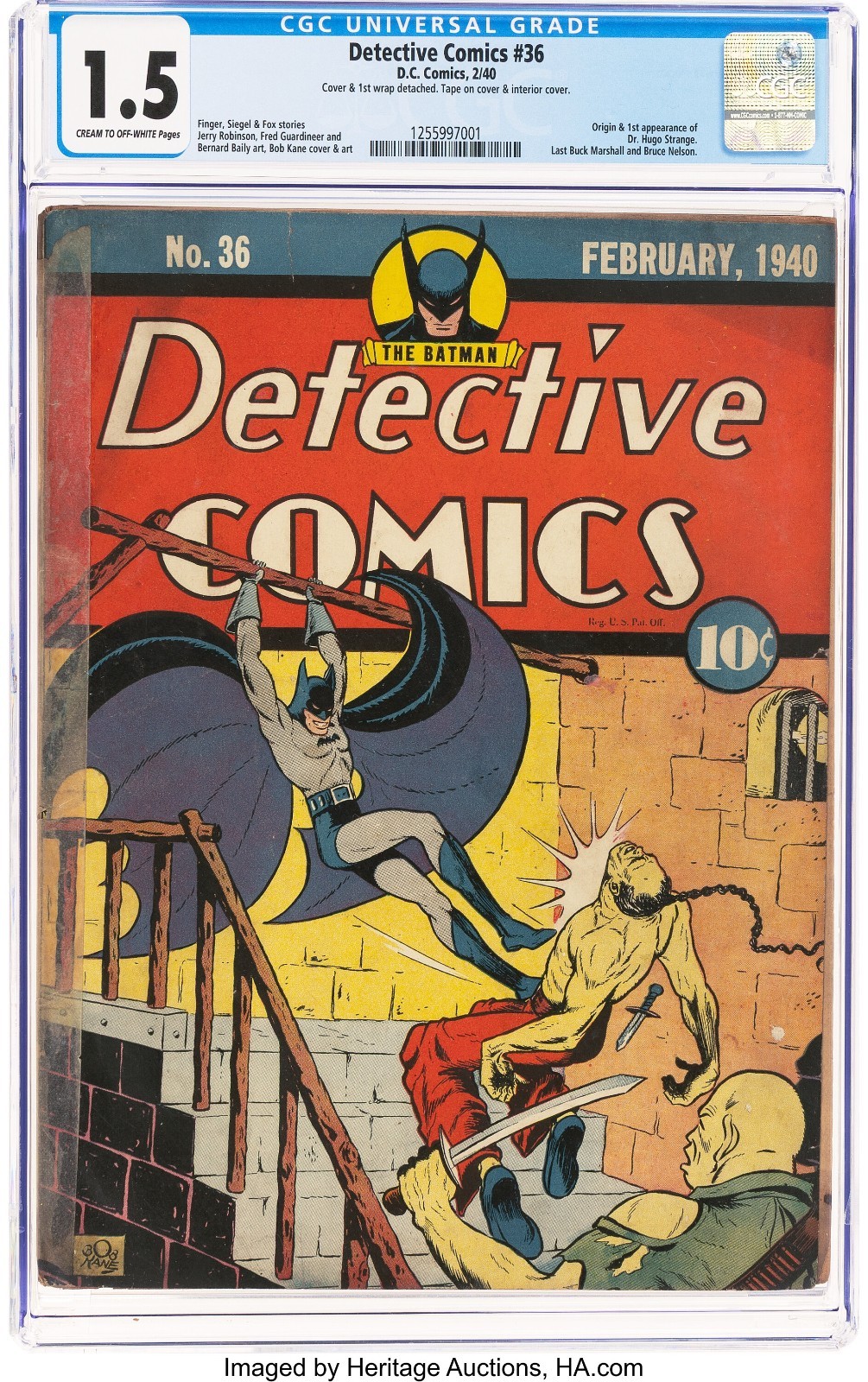 1940 D.C. Comics Detective Comics 36 CGC 1.5. Early Batman. 1st Dr. Hugo Strange 1940 D.C. Comics Detective Comics 36 CGC 1.5. Early Batman. 1st Dr. Hugo Strange
