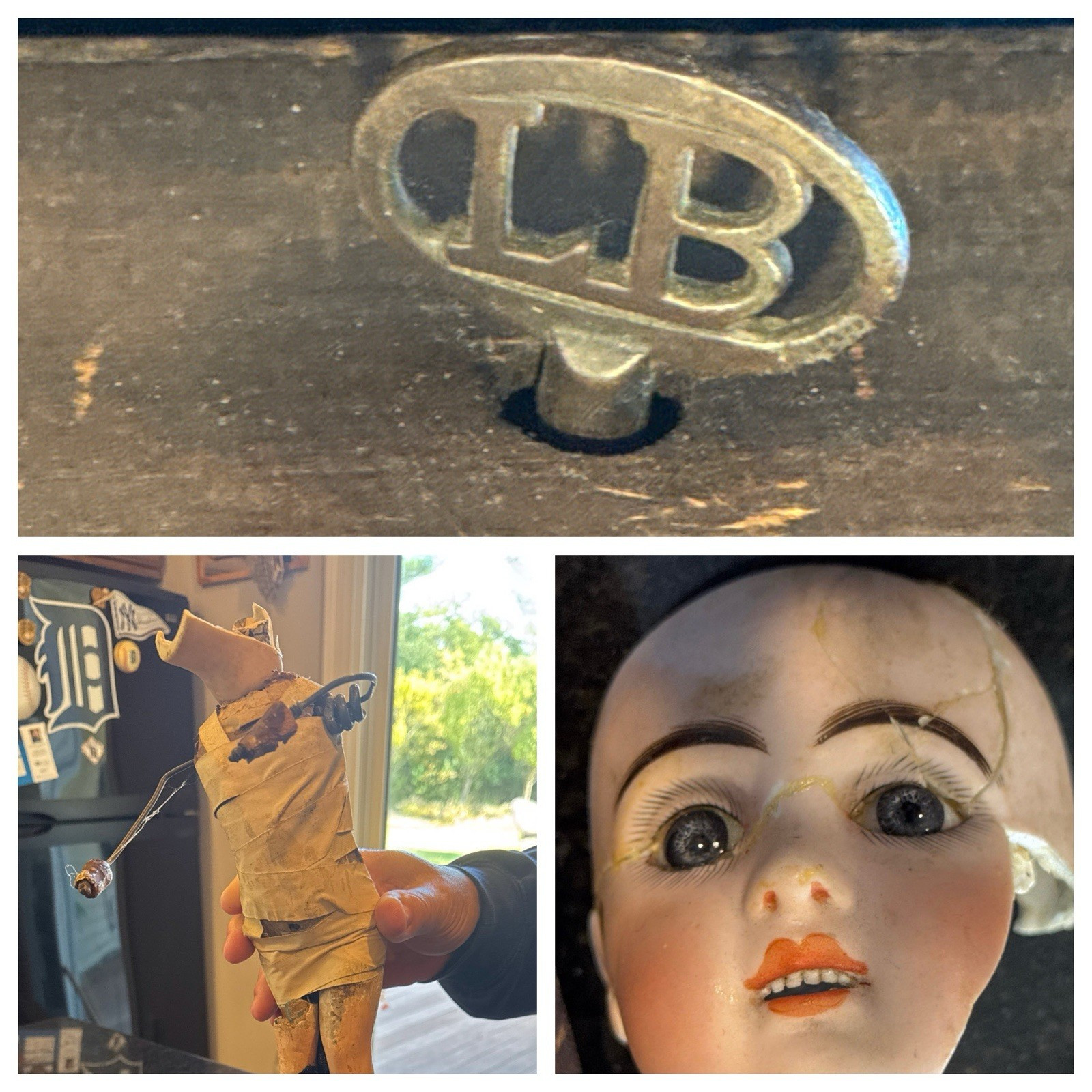 Antique Leopols Lamber & Jumeau Wooden Music Box L B Turn Key Works Doll Body Antique Leopols Lamber & Jumeau Wooden Music Box L B Turn Key Works Doll Body