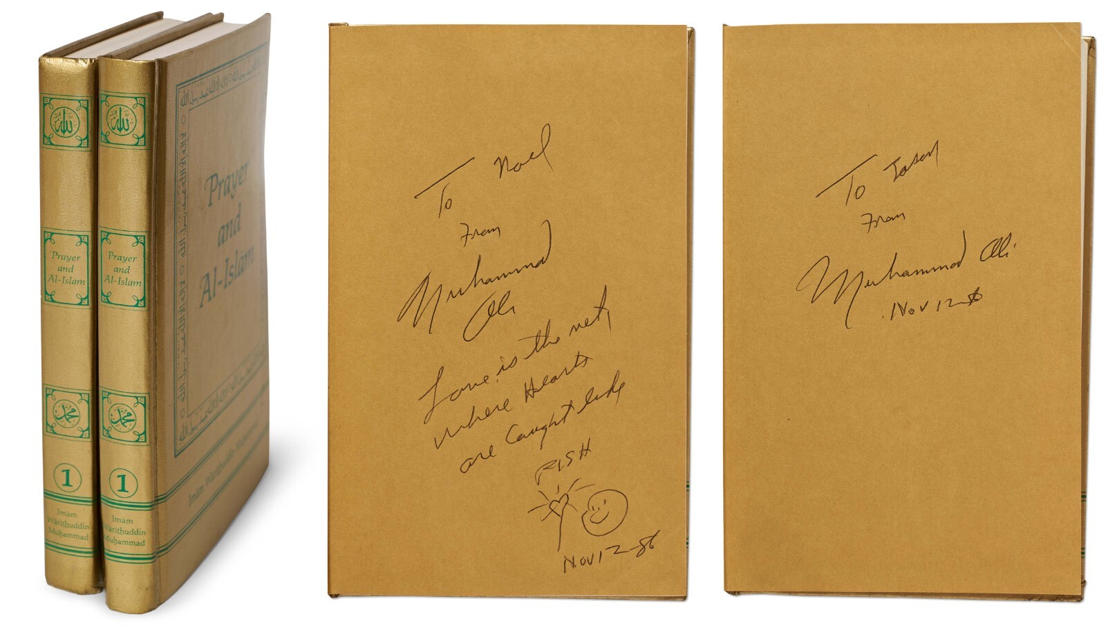 Muhammad Ali Signed Set of Two Islamic Prayer Books Muhammad Ali Signed Set of Two Islamic Prayer Books