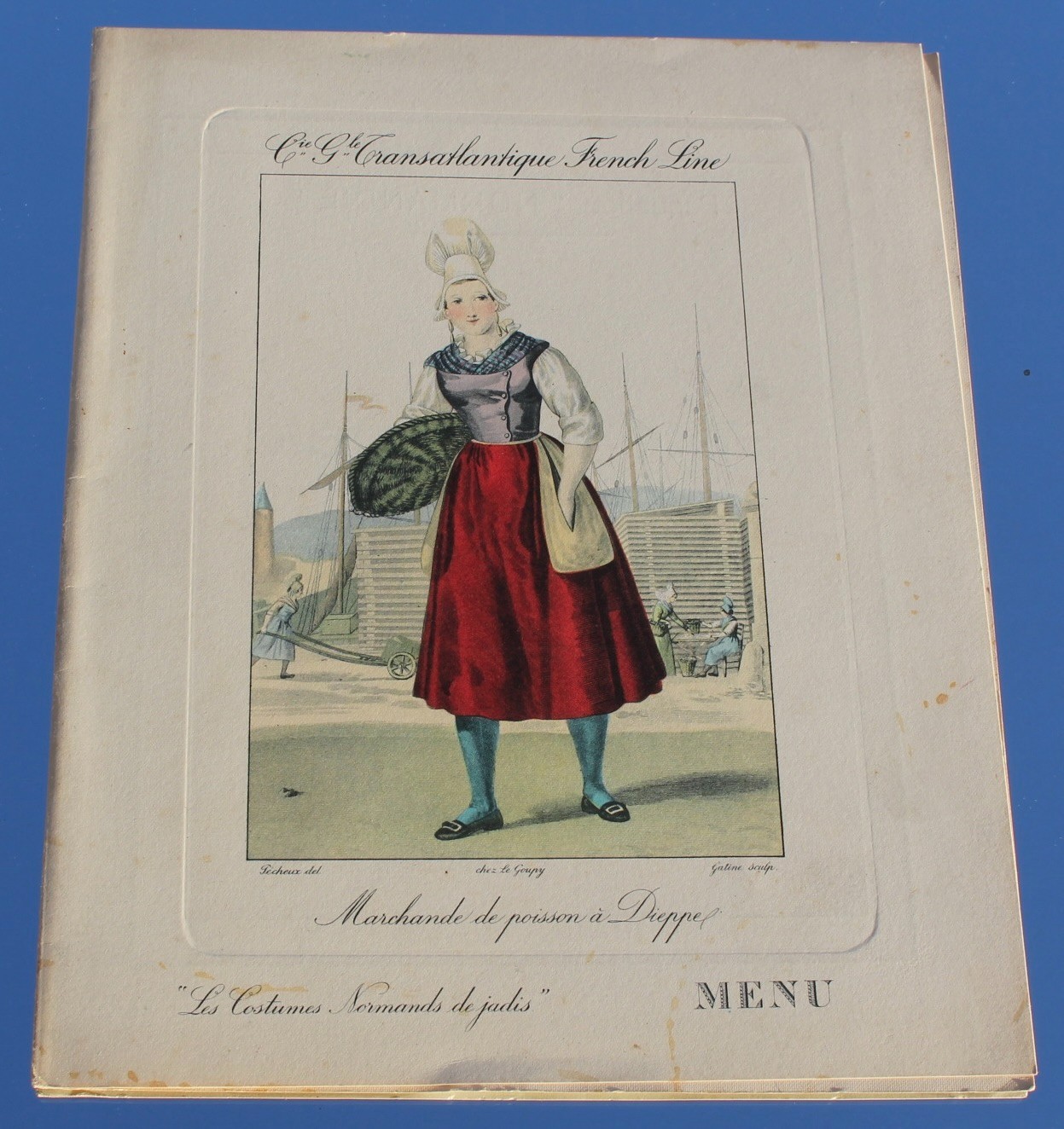CGT FRENCH LINE SS NORMANDIE ORIGINAL ART DECO MENU BASTILLE DAY JULY 14TH 1935 CGT FRENCH LINE SS NORMANDIE ORIGINAL ART DECO MENU BASTILLE DAY JULY 14TH 1935