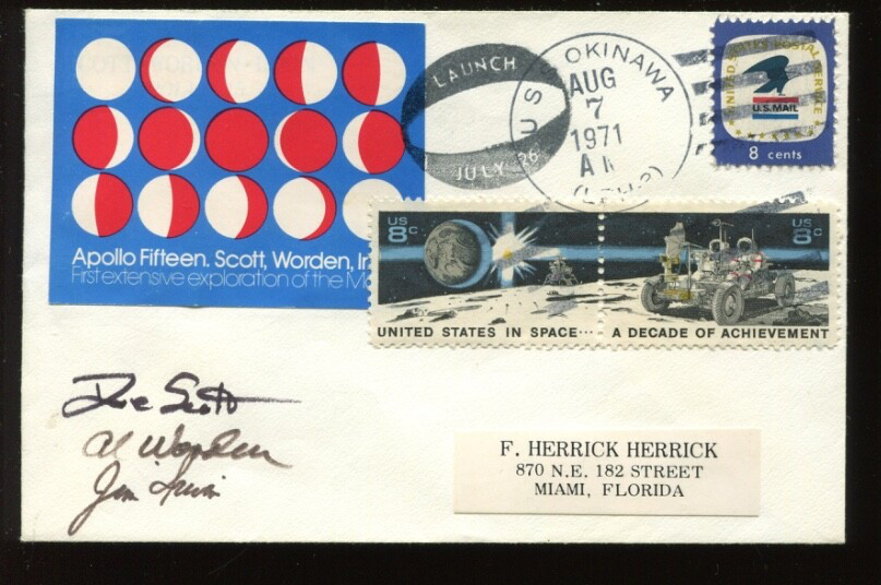 Apollo 15 Phases of the Moon Crew Signed Mission Flown Cover with Zarelli Cert Apollo 15 Phases of the Moon Crew Signed Mission Flown Cover with Zarelli Cert