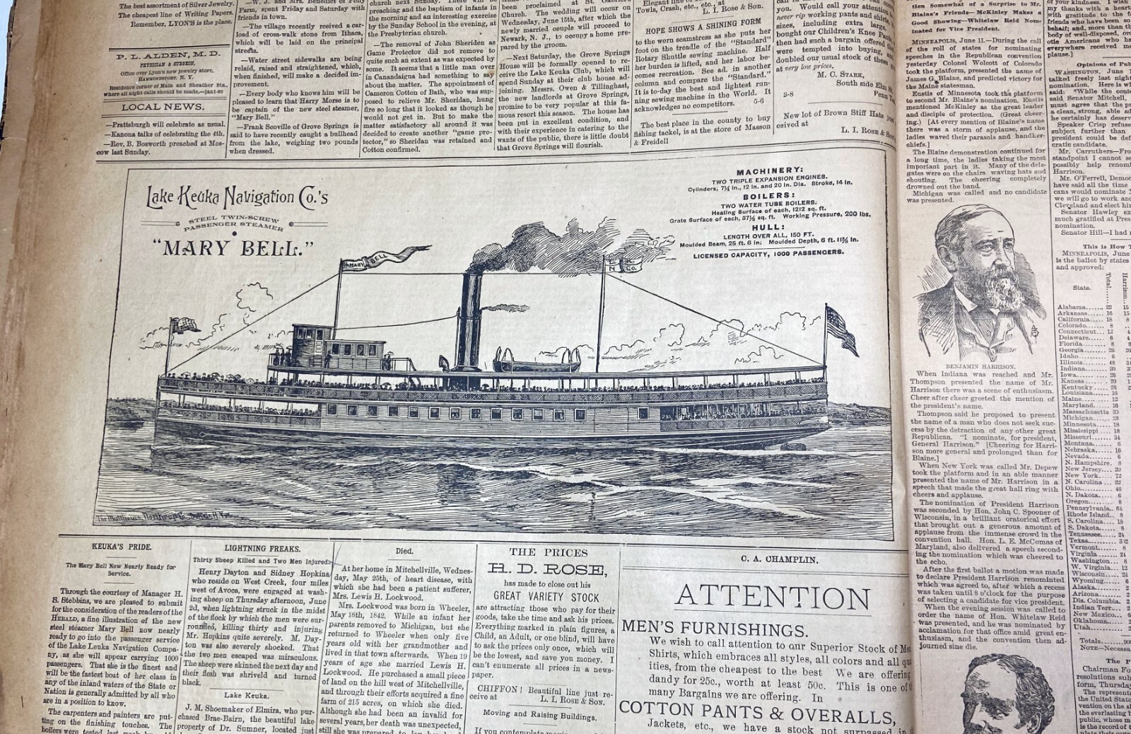 RARE Bound Newspaper - Full Volume - 1892-93 Hammondsport NY Herald Large Folio RARE Bound Newspaper - Full Volume - 1892-93 Hammondsport NY Herald Large Folio