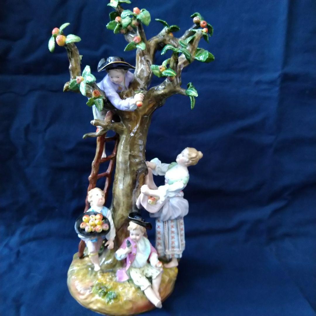 Rare Before 1924 Antique Meissen Figurine Apple Harvest Height 10.2inch Rare Before 1924 Antique Meissen Figurine Apple Harvest Height 10.2inch