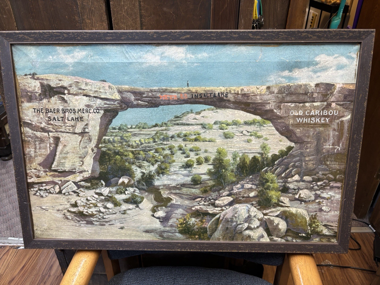 1914 PRE PROHIBITION OLD CARIBOU WHISKEY ADVERTISMENT PAINTING. ONE OF A KIND 1914 PRE PROHIBITION OLD CARIBOU WHISKEY ADVERTISMENT PAINTING. ONE OF A KIND