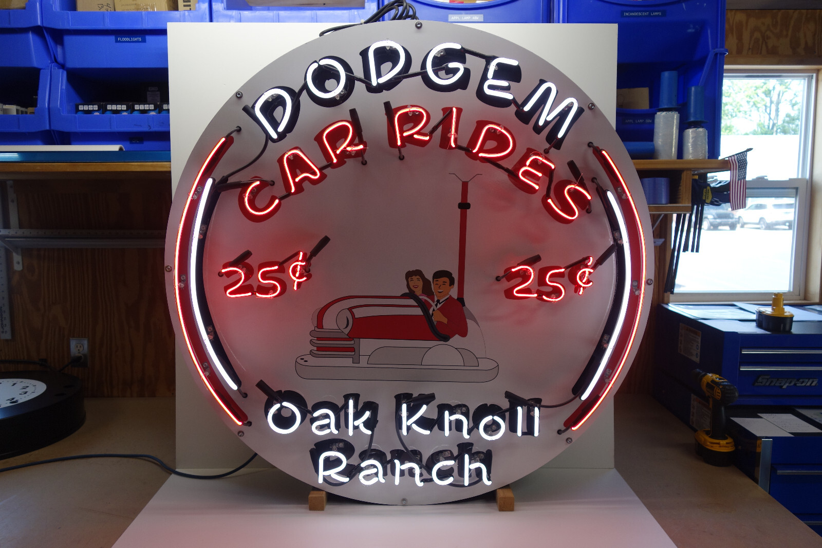BUMPER CARS CUSTOM NEON FLASHING ANIMATED SIGN . HUGE 45 BUMPER CARS CUSTOM NEON FLASHING ANIMATED SIGN . HUGE 45