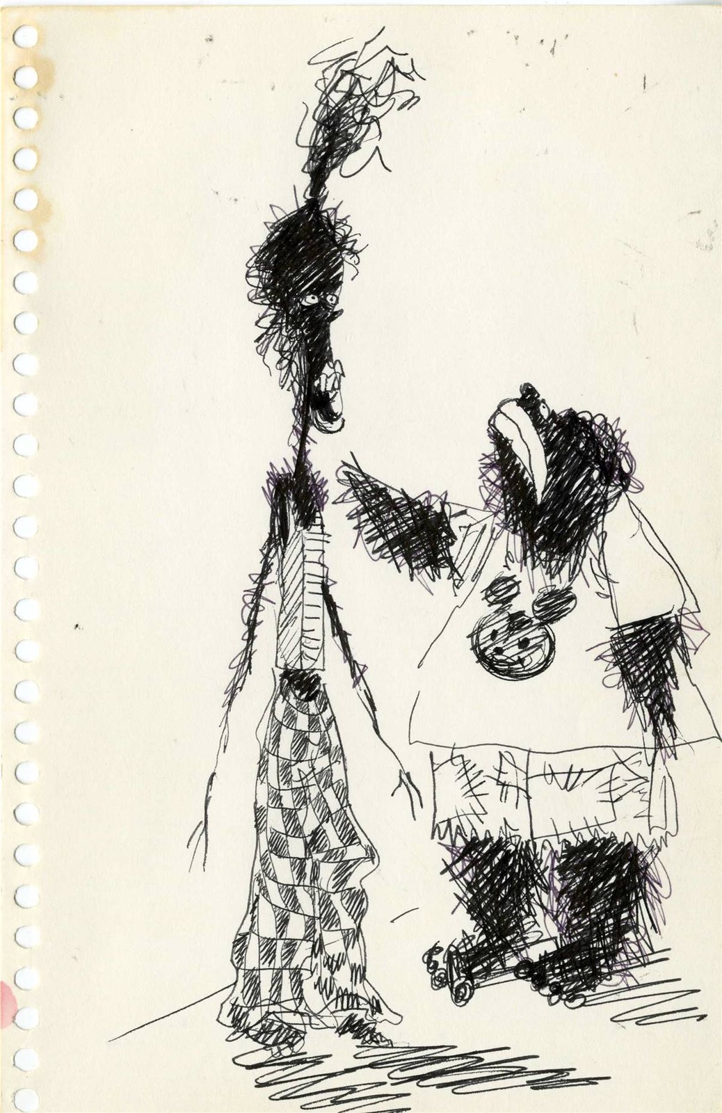 Original Character Drawing of Two Extremely Hairy People (Mickey Shirt) by Tim B Original Character Drawing of Two Extremely Hairy People (Mickey Shirt) by Tim B