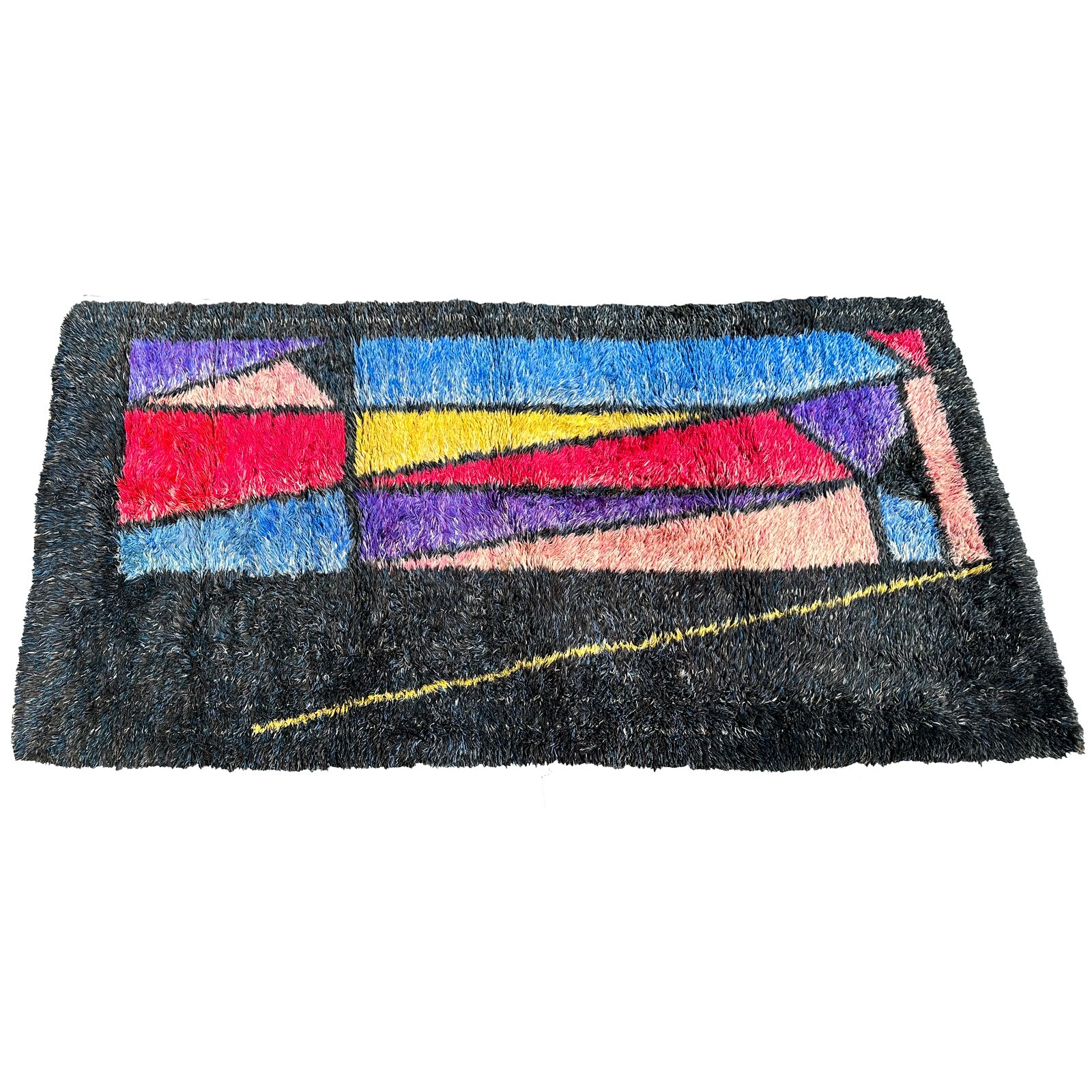 Mid Century Modern Rya Shag Rug 6 x 11 1960s 1970s Vintage Panton