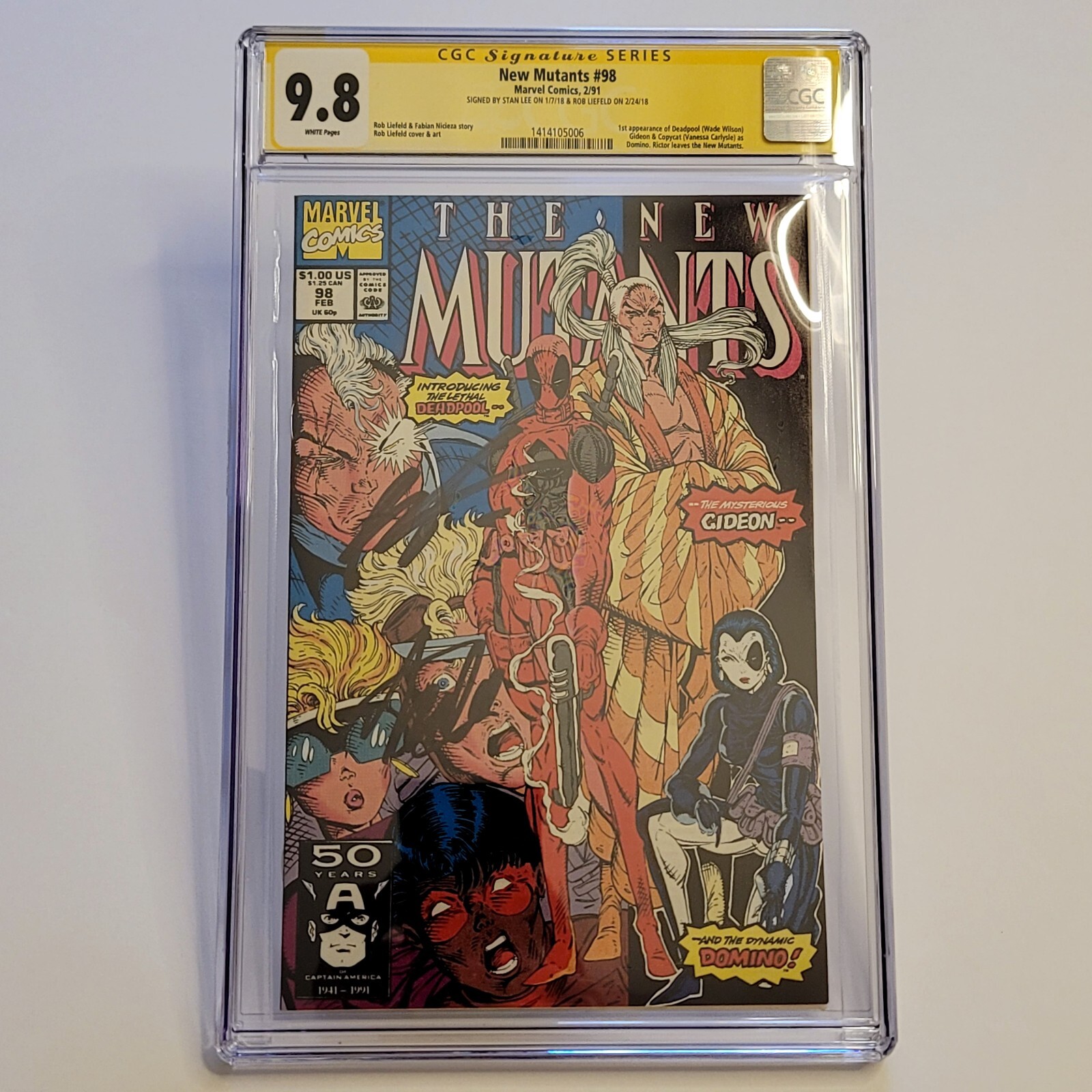 New Mutants #98 CGC SS 9.8 Signed by ROB LIEFELD AND STAN LEE